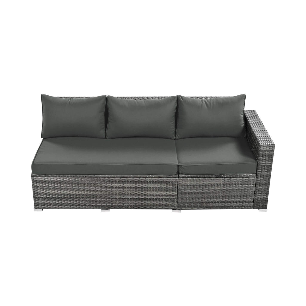Alora Outdoor 6-Piece All-Weather PE Rattan Sofa Set With Adjustable Seat, Storage Box, Removable Covers, And Tempered Glass 