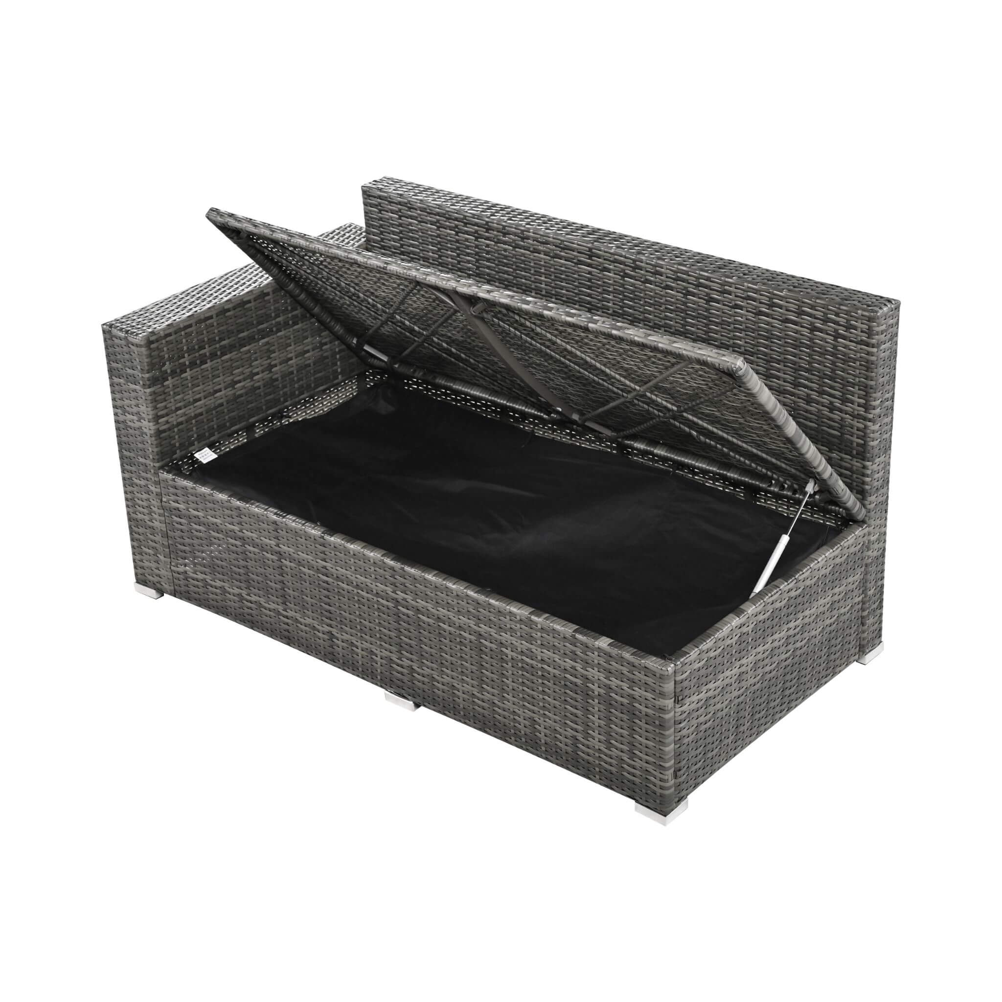 Alora Outdoor 6-Piece All-Weather PE Rattan Sofa Set With Adjustable Seat, Storage Box, Removable Covers, And Tempered Glass 