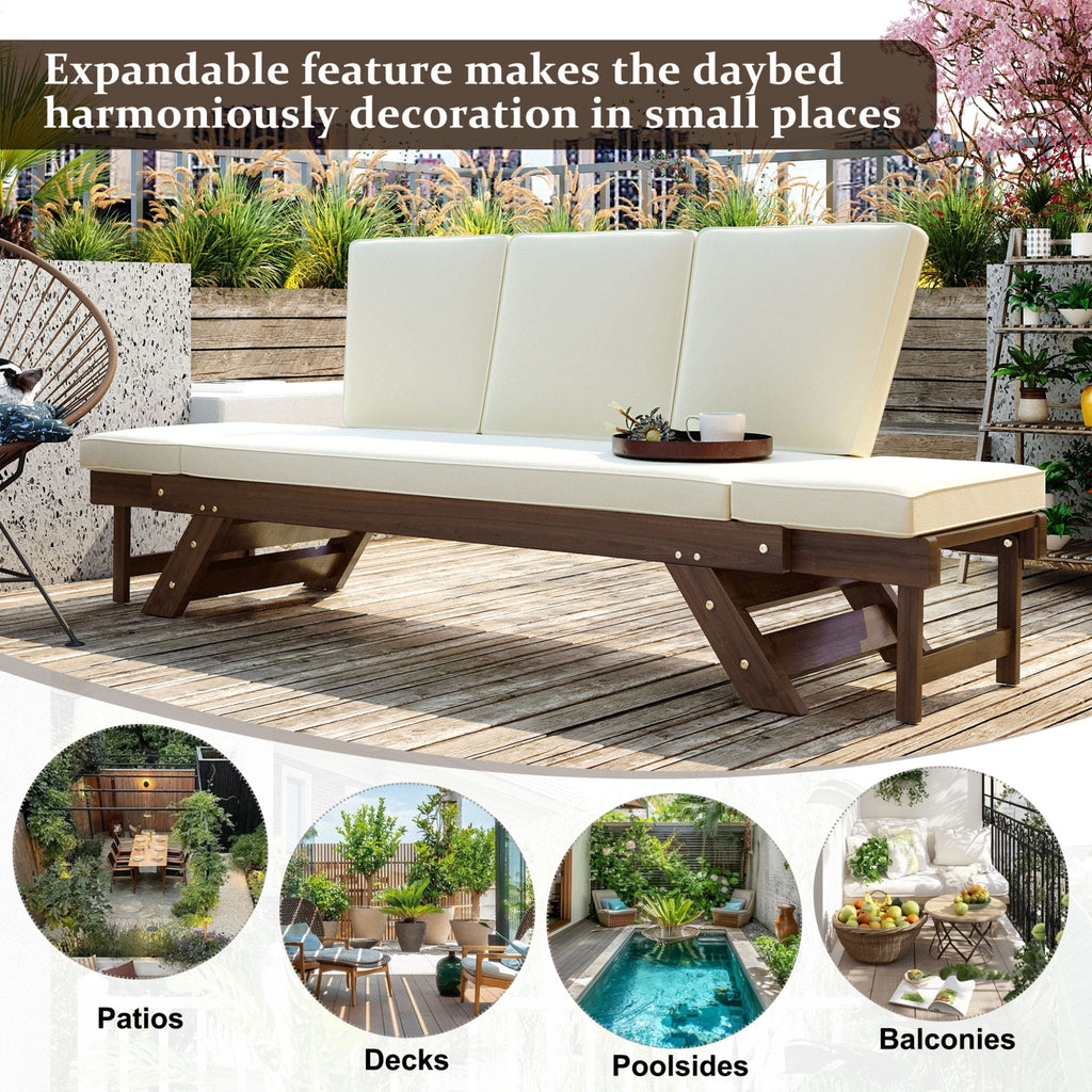 Alora Outdoor Adjustable Wooden Patio Daybed Sofa With Cushions (SAK41345) – SAKSBY WHOLESALE, view 5