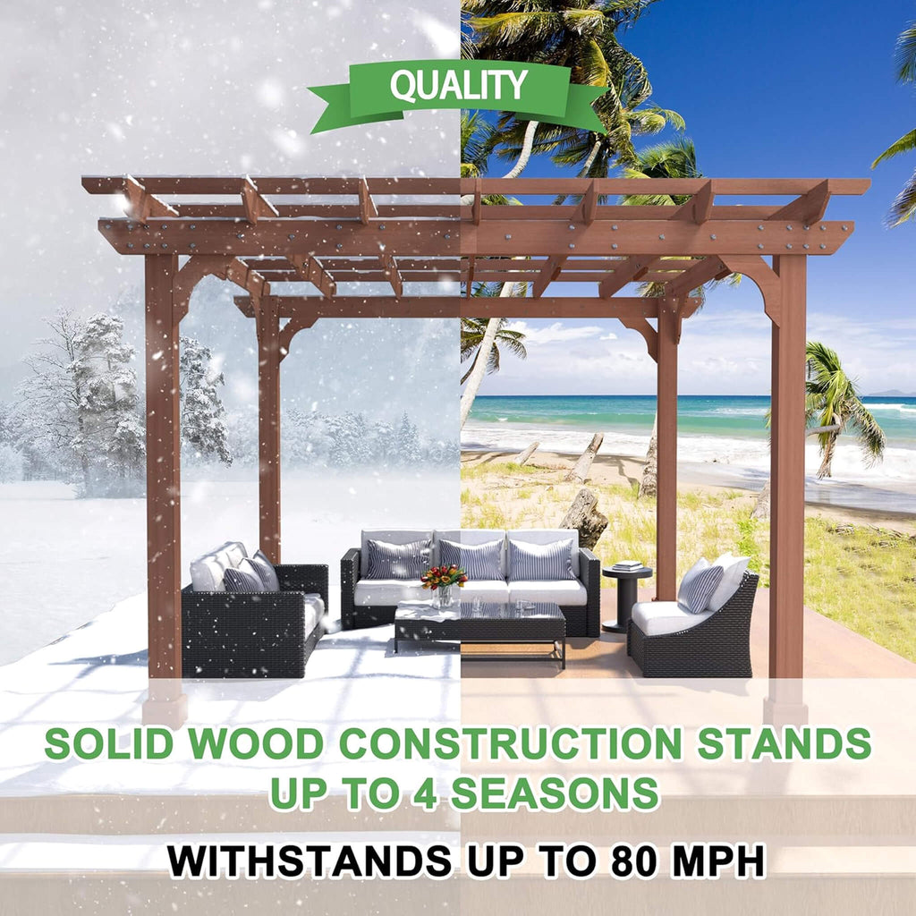 Alora Outdoor Cedar Wood Patio Pergola With Slatted Trellis Roof (SAK92150) – SAKSBY WHOLESALE, view 5