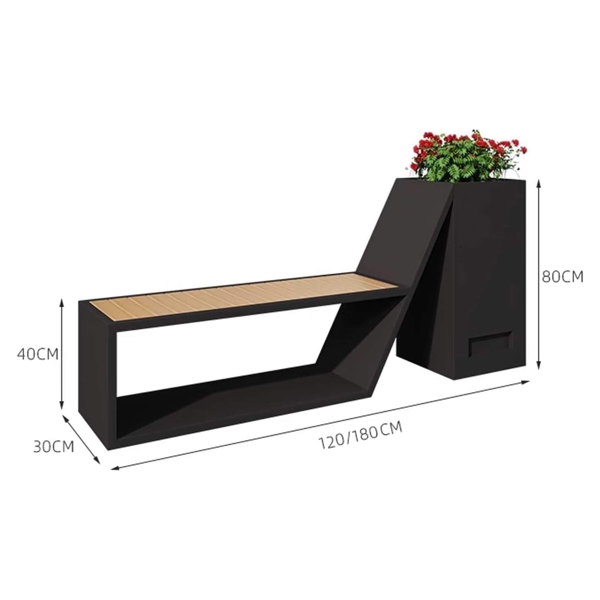 4FT Outdoor Commercial All-Weather Metal Bench With Planter Box [Made-To-Order] (SAK57219) – SAKSBY WHOLESALE, view 7
