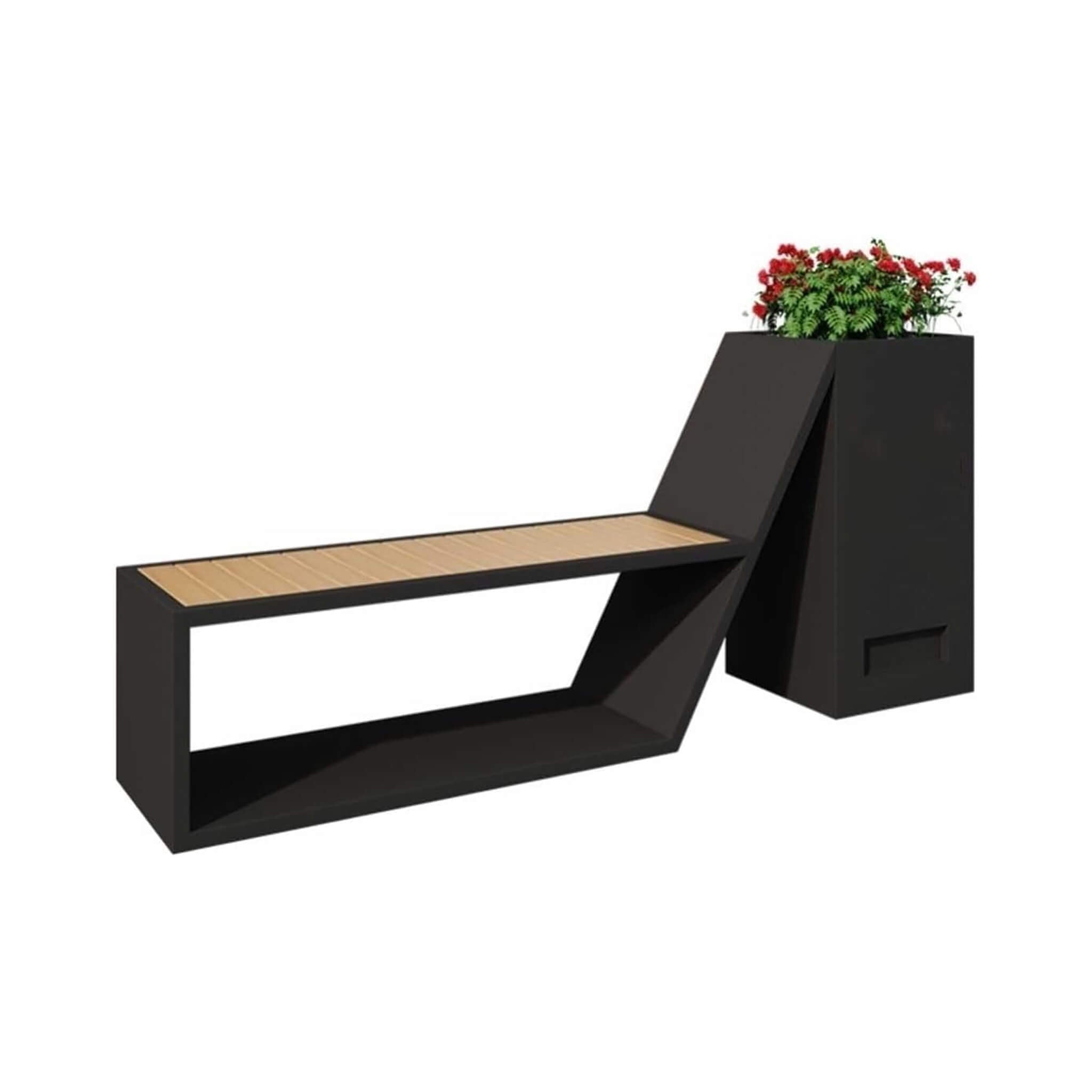 4FT Outdoor Commercial All-Weather Metal Bench With Planter Box [Made-To-Order] (SAK57219) – SAKSBY WHOLESALE