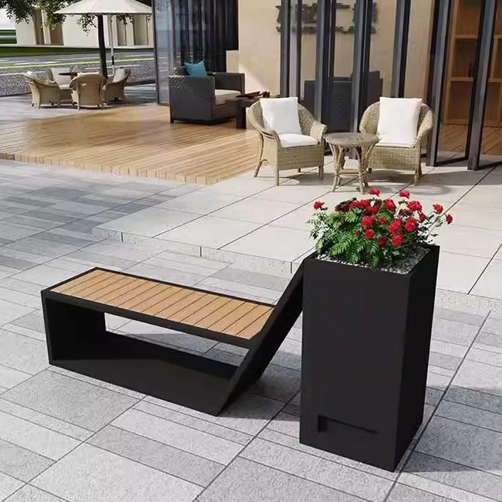 4FT Outdoor Commercial All-Weather Metal Bench With Planter Box [Made-To-Order] (SAK57219) – SAKSBY WHOLESALE, view 3