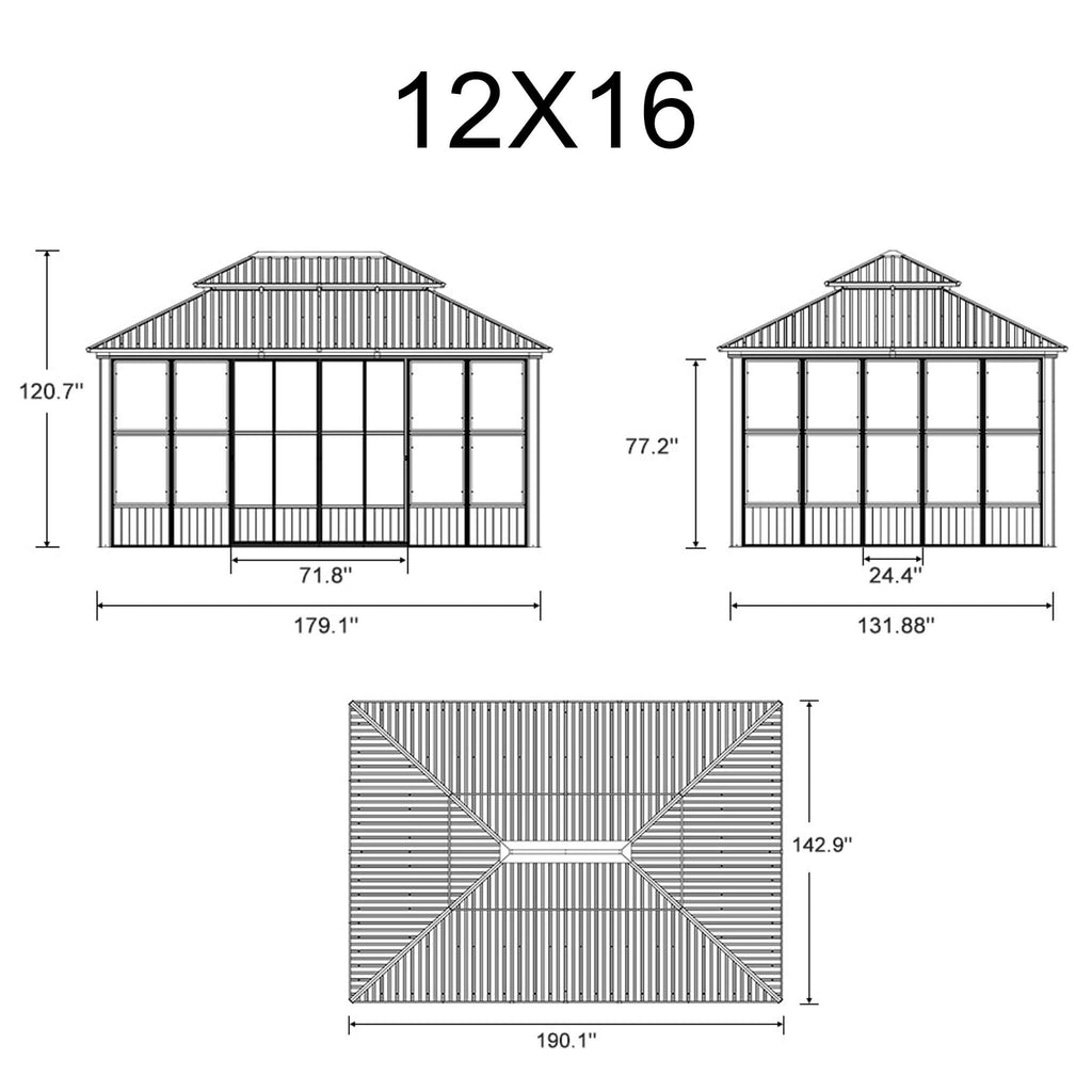 Alora Vista Outdoor Hardtop Aluminum Solarium With Double Roof And LED Lights (SAK42086) – SAKSBY WHOLESALE, view 17