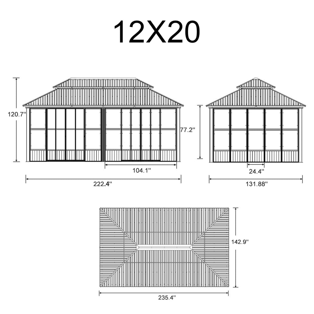 Alora Vista Outdoor Hardtop Aluminum Solarium With Double Roof And LED Lights (SAK42086) – SAKSBY WHOLESALE, view 19