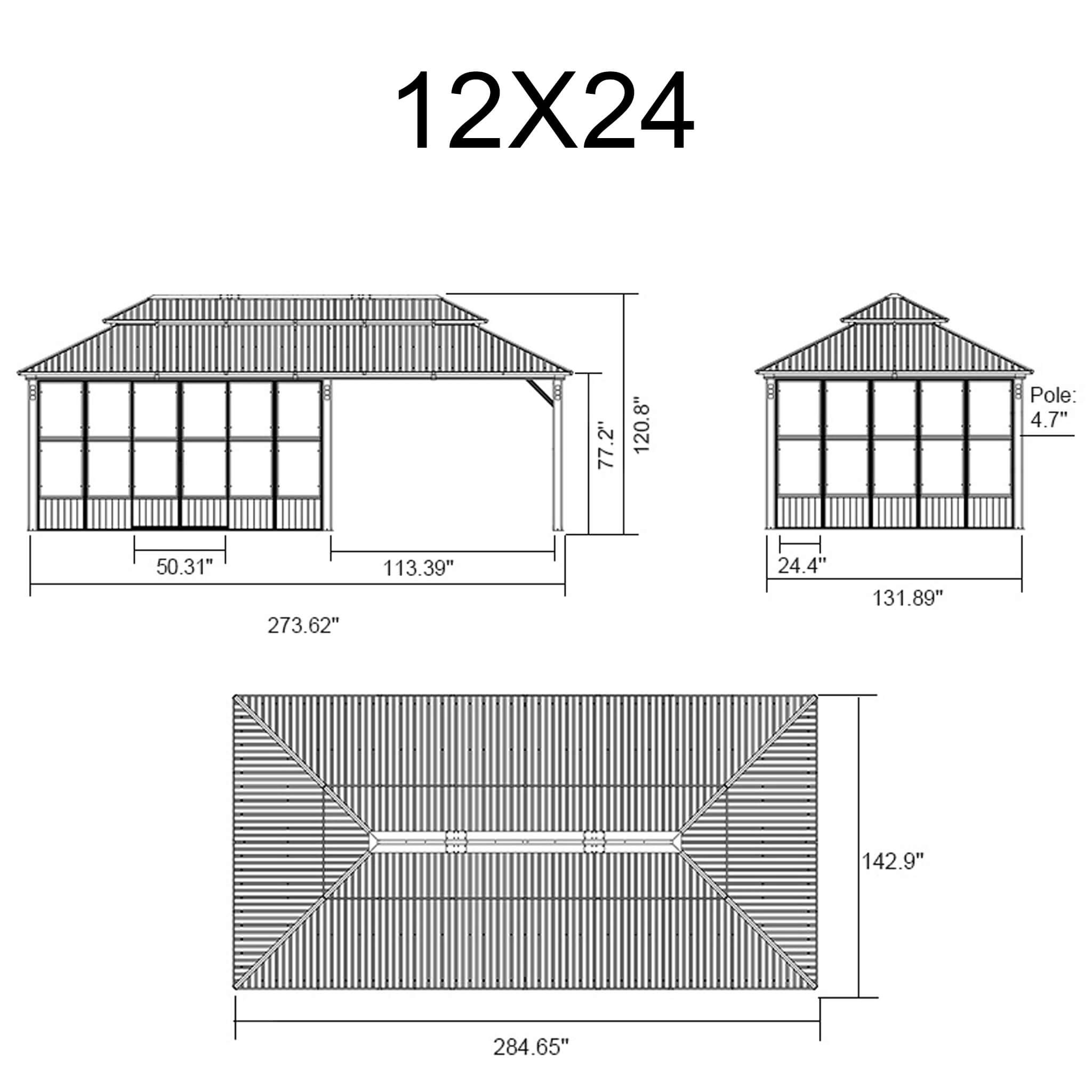 Alora Vista Outdoor Hardtop Aluminum Solarium With Double Roof And LED Lights (SAK42086) – SAKSBY WHOLESALE, view 21