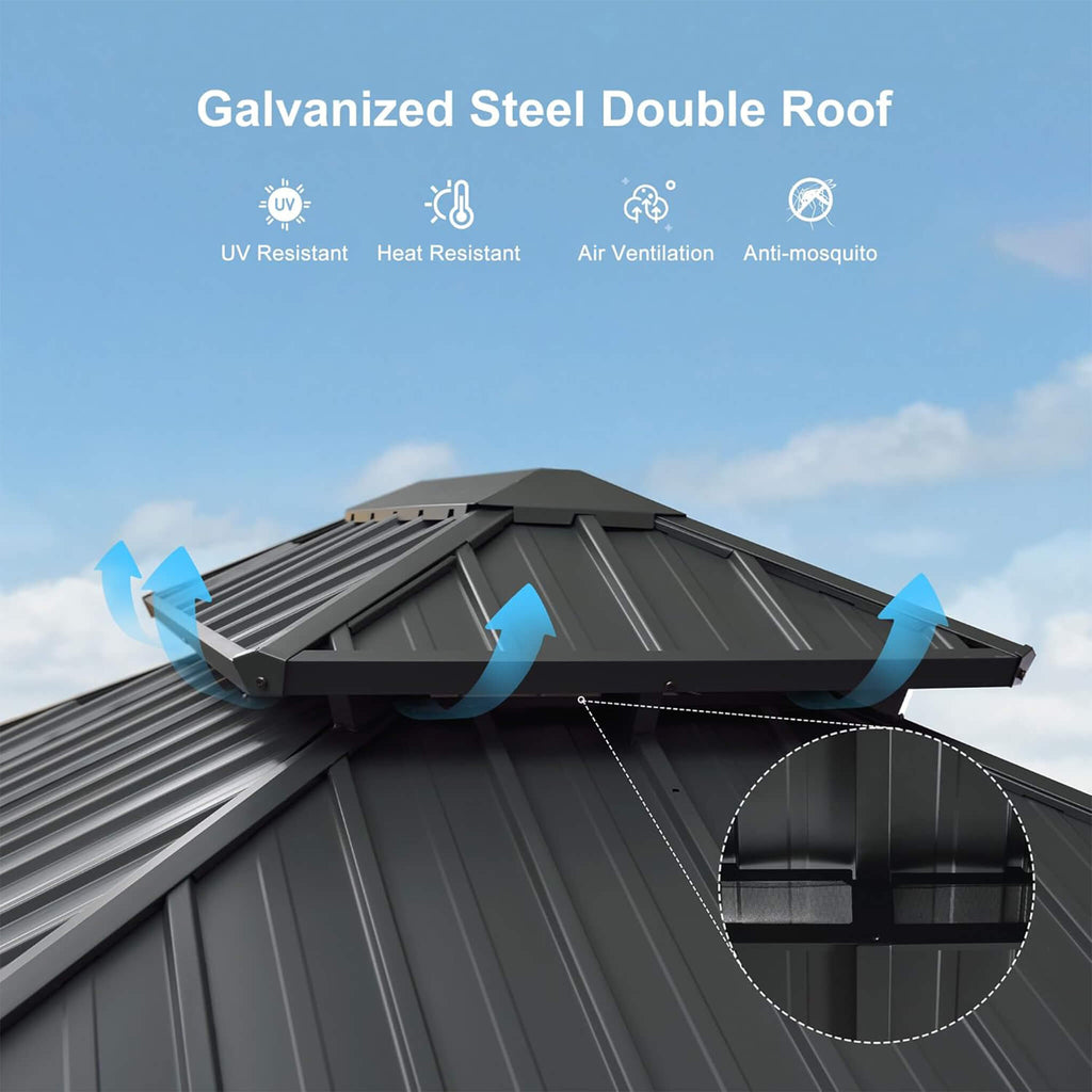 Alora Vista Outdoor Hardtop Aluminum Solarium With Double Roof And LED Lights (SAK42086) – SAKSBY WHOLESALE, view 5