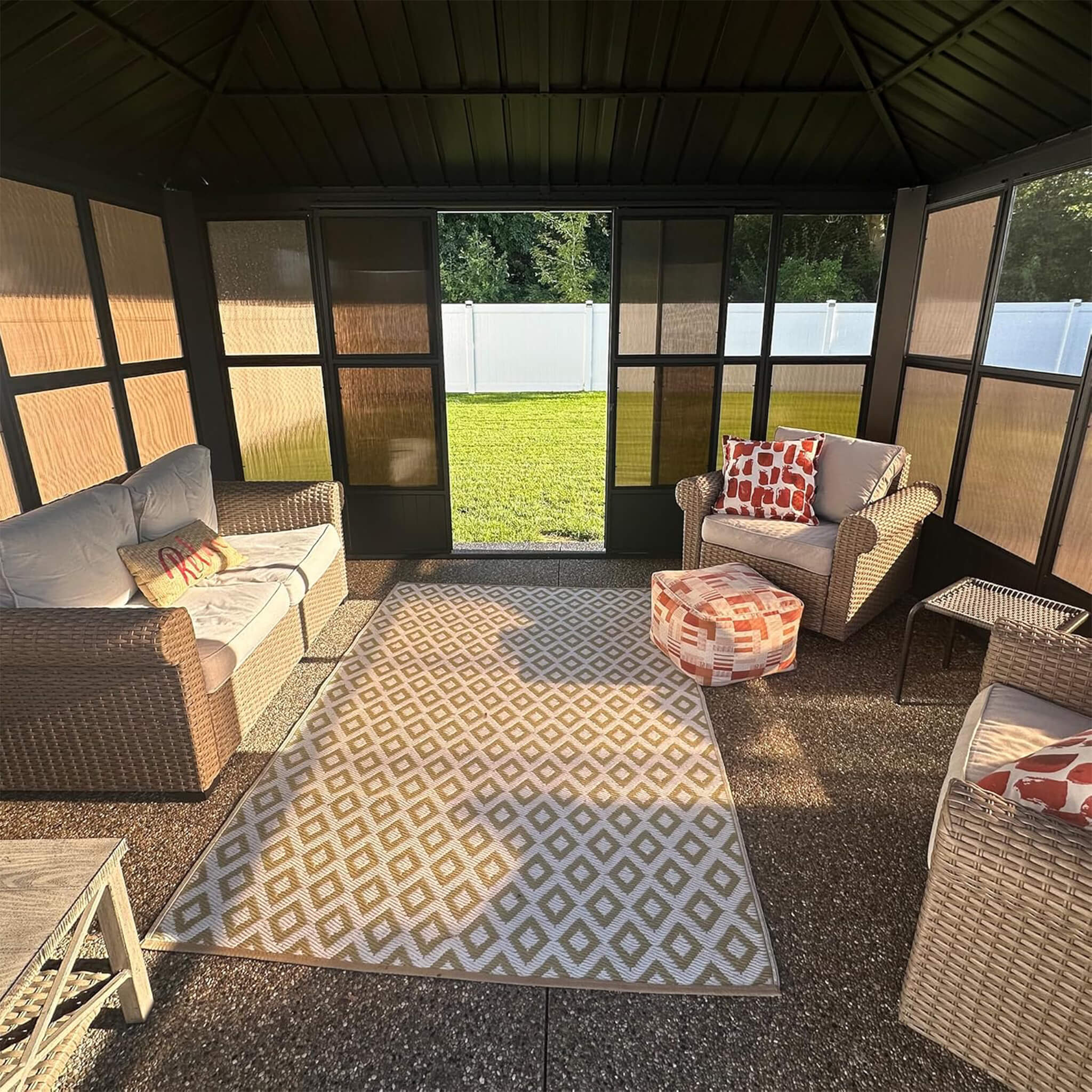Alora Vista Outdoor Hardtop Aluminum Solarium With Double Roof And LED Lights (SAK42086) – SAKSBY WHOLESALE, view 3