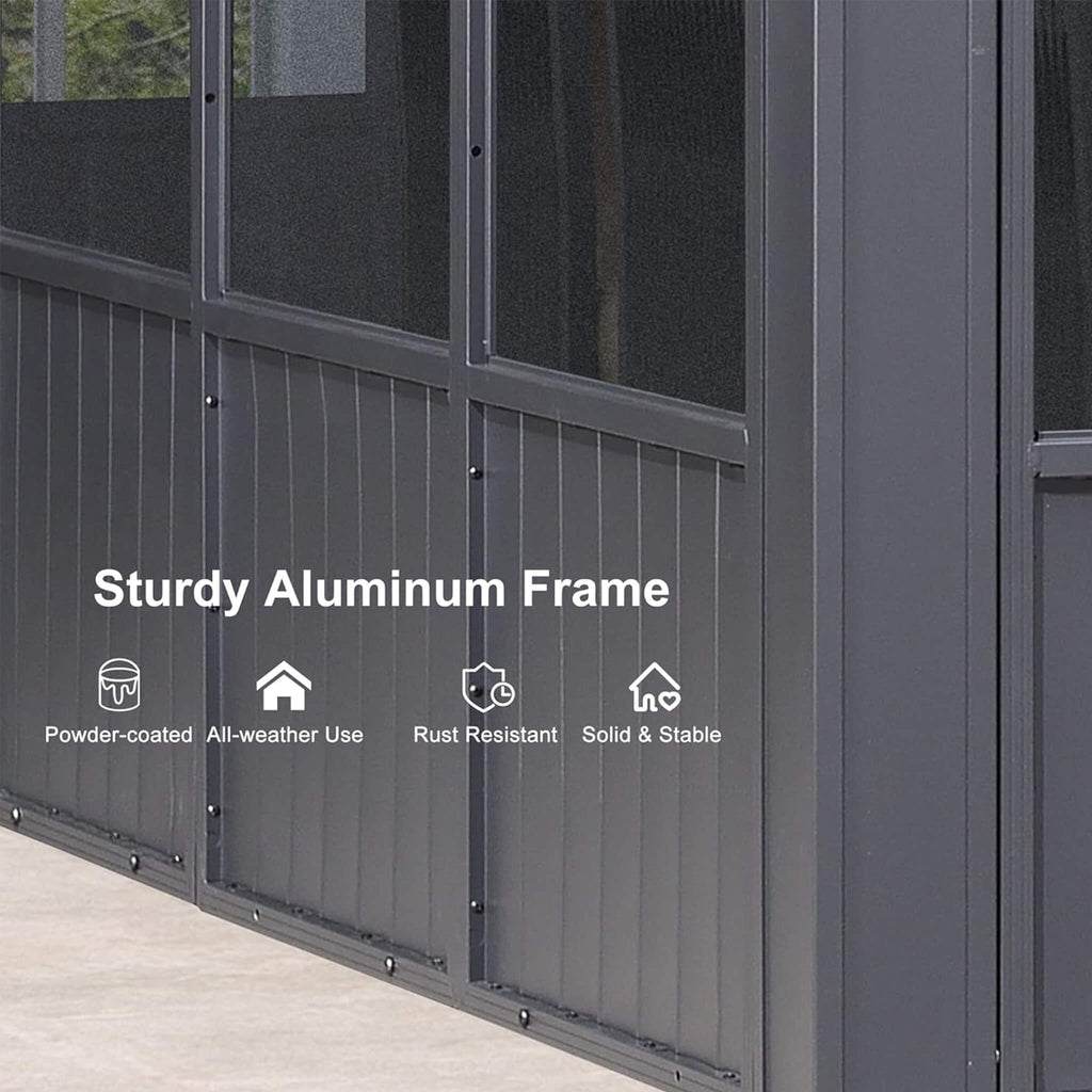 Alora Vista Outdoor Hardtop Aluminum Solarium With Double Roof And LED Lights (SAK42086) – SAKSBY WHOLESALE, view 4
