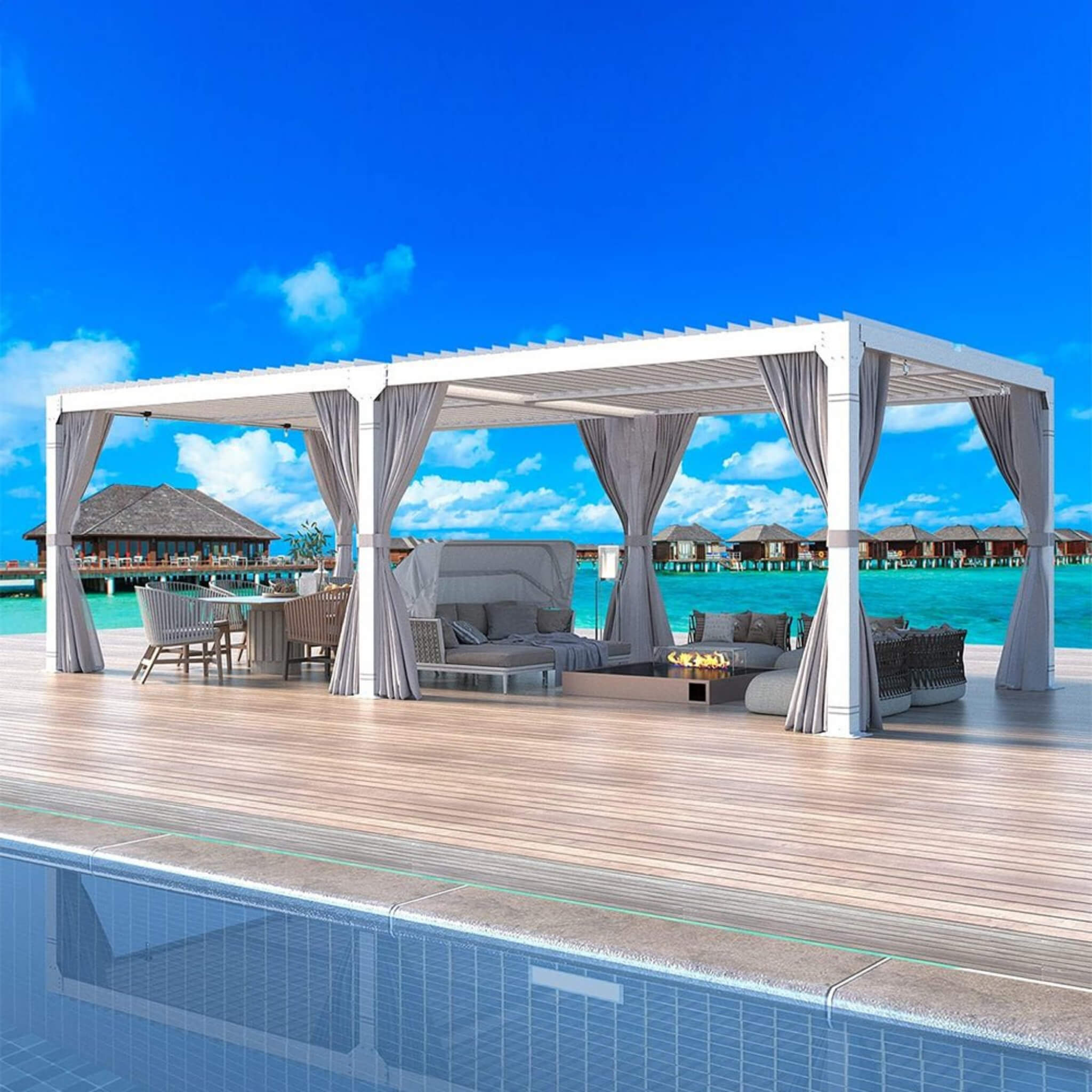 [12X20FT] Alora Outdoor Hardtop Louvered Pergola With Adjustable Aluminum Rainproof Roof (SAK18625) – SAKSBY WHOLESALE