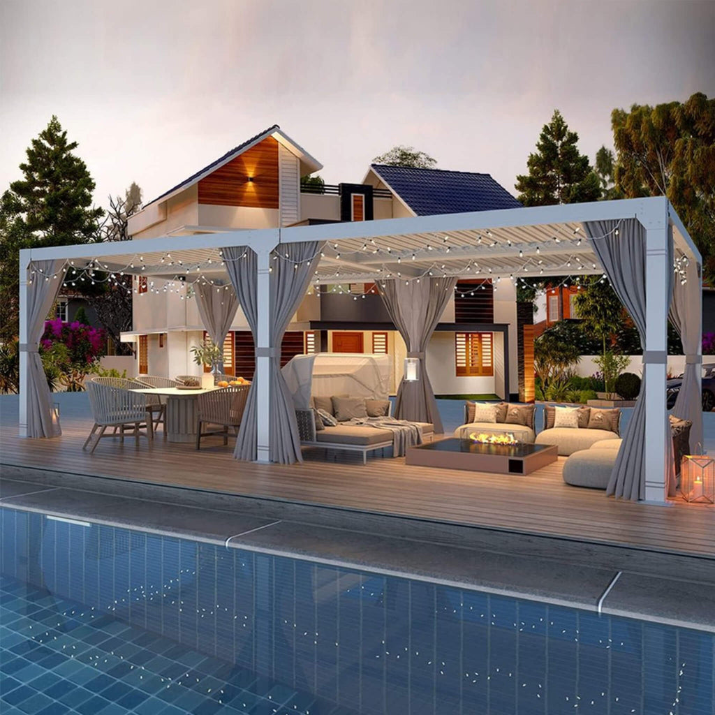 [12X20FT] Alora Outdoor Hardtop Louvered Pergola With Adjustable Aluminum Rainproof Roof (SAK18625) – SAKSBY WHOLESALE, view 