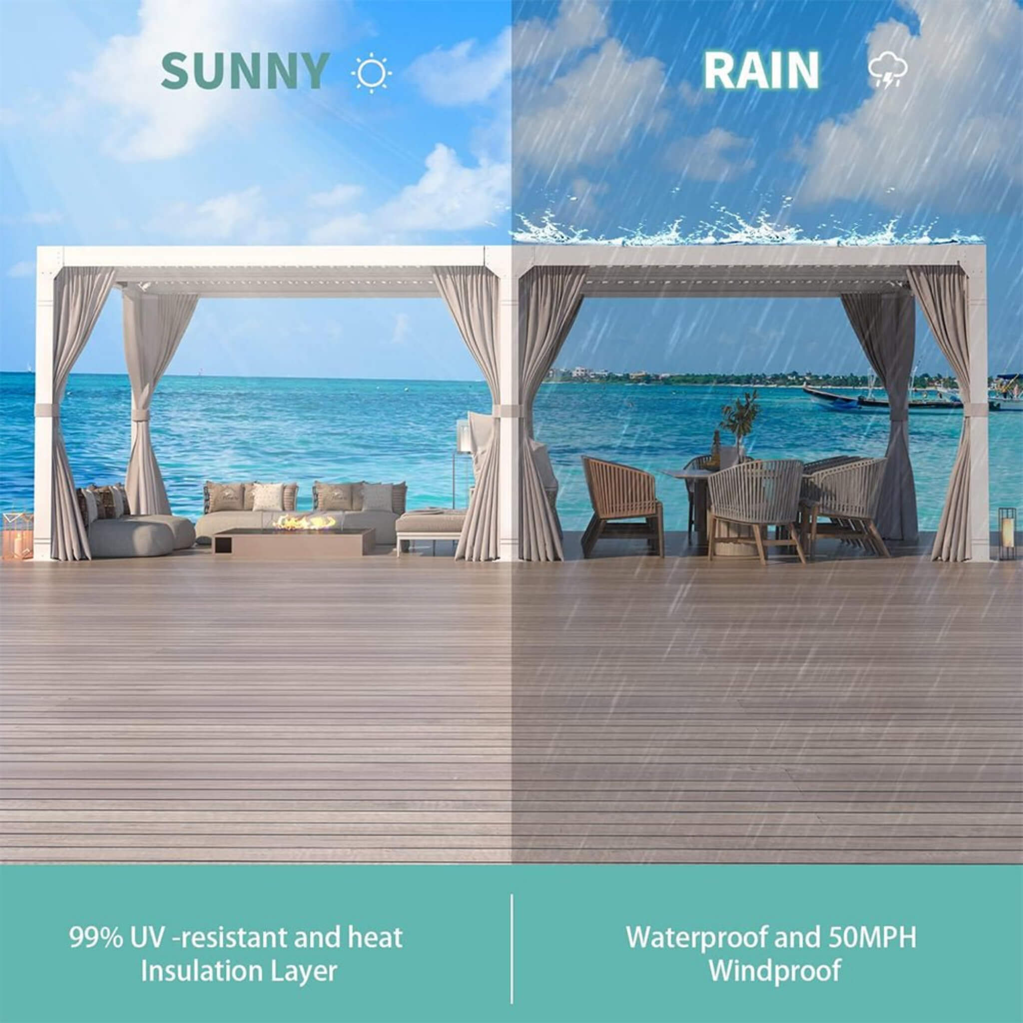 [12X20FT] Alora Outdoor Hardtop Louvered Pergola With Adjustable Aluminum Rainproof Roof (SAK18625) – SAKSBY WHOLESALE, view 