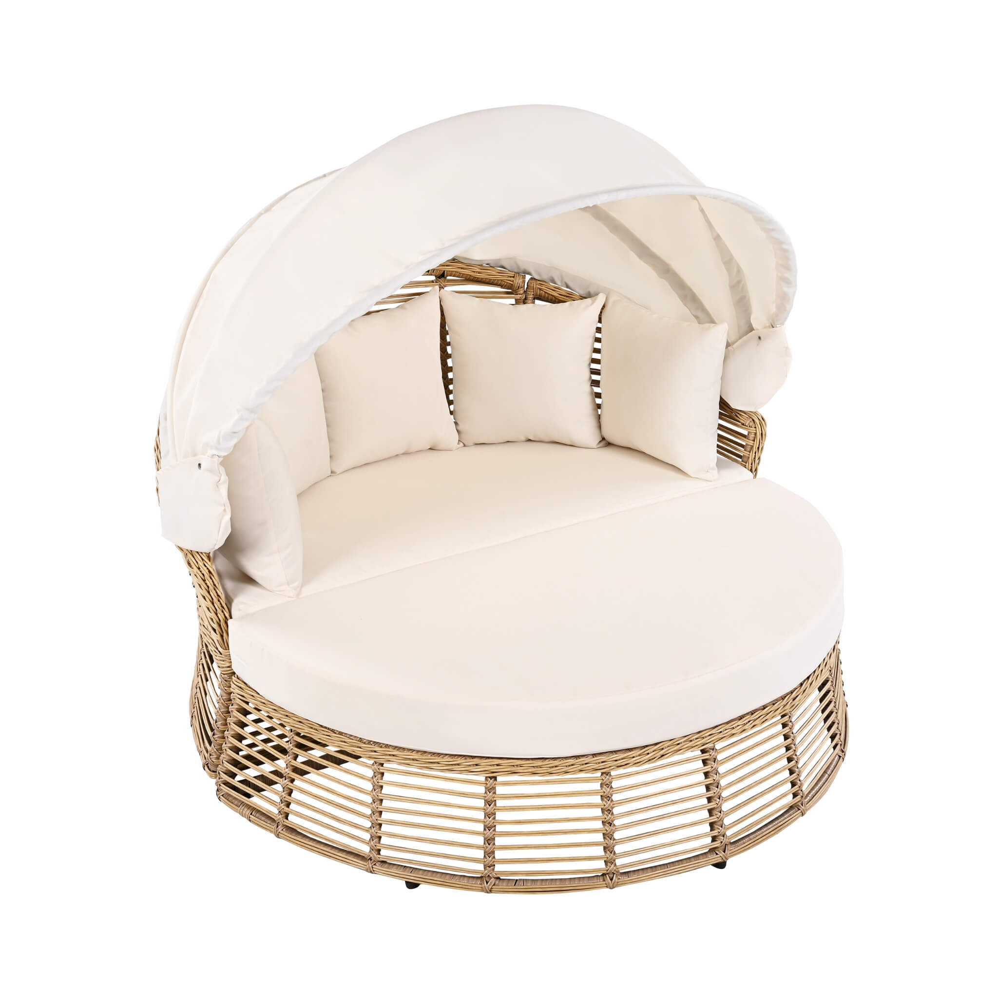 Alora 53-Inch Outdoor Patio Rattan Round Wicker Daybed With Retractable Canopy (SAK69241) – SAKSBY WHOLESALE, view 6