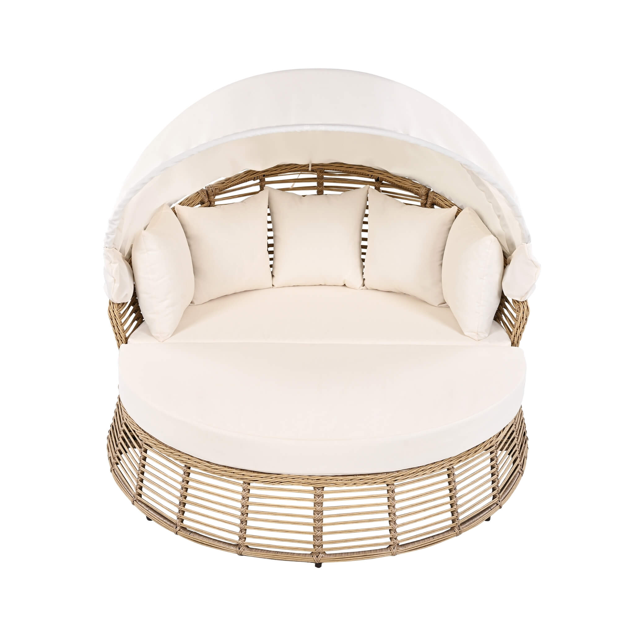 Alora 53-Inch Outdoor Patio Rattan Round Wicker Daybed With Retractable Canopy (SAK69241) – SAKSBY WHOLESALE, view 8