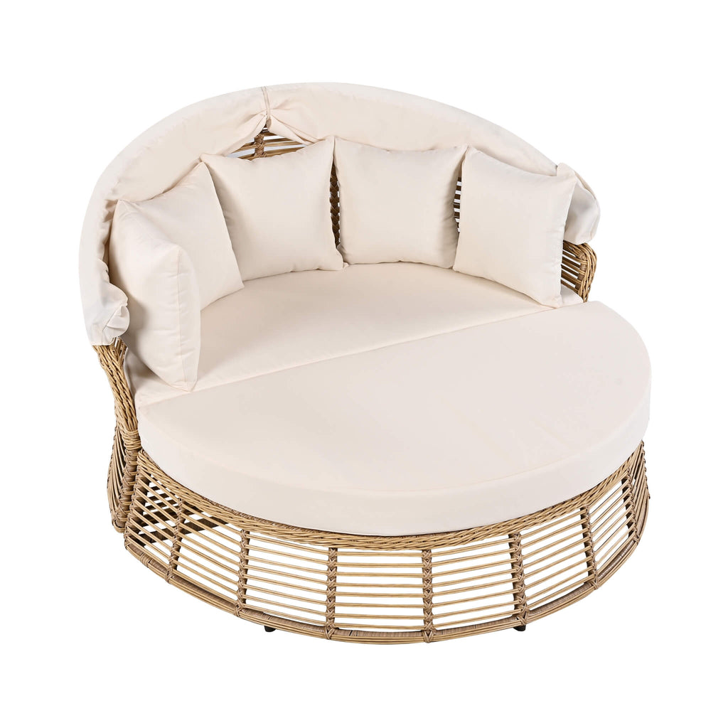 Alora 53-Inch Outdoor Patio Rattan Round Wicker Daybed With Retractable Canopy (SAK69241) – SAKSBY WHOLESALE, view 10