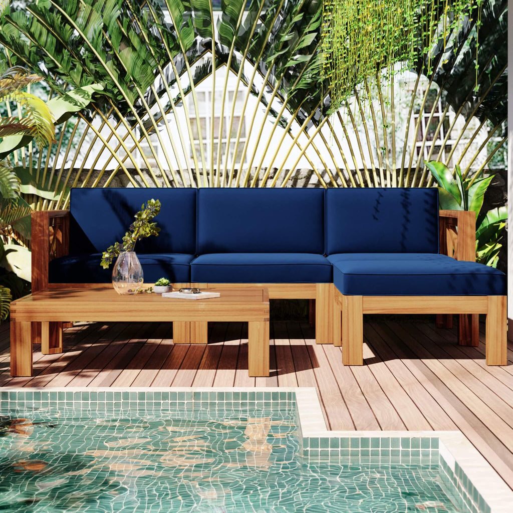 Alora 5-Piece Outdoor Patio Wood Sectional Sofa Set With Cushions (SAK31297) – SAKSBY WHOLESALE