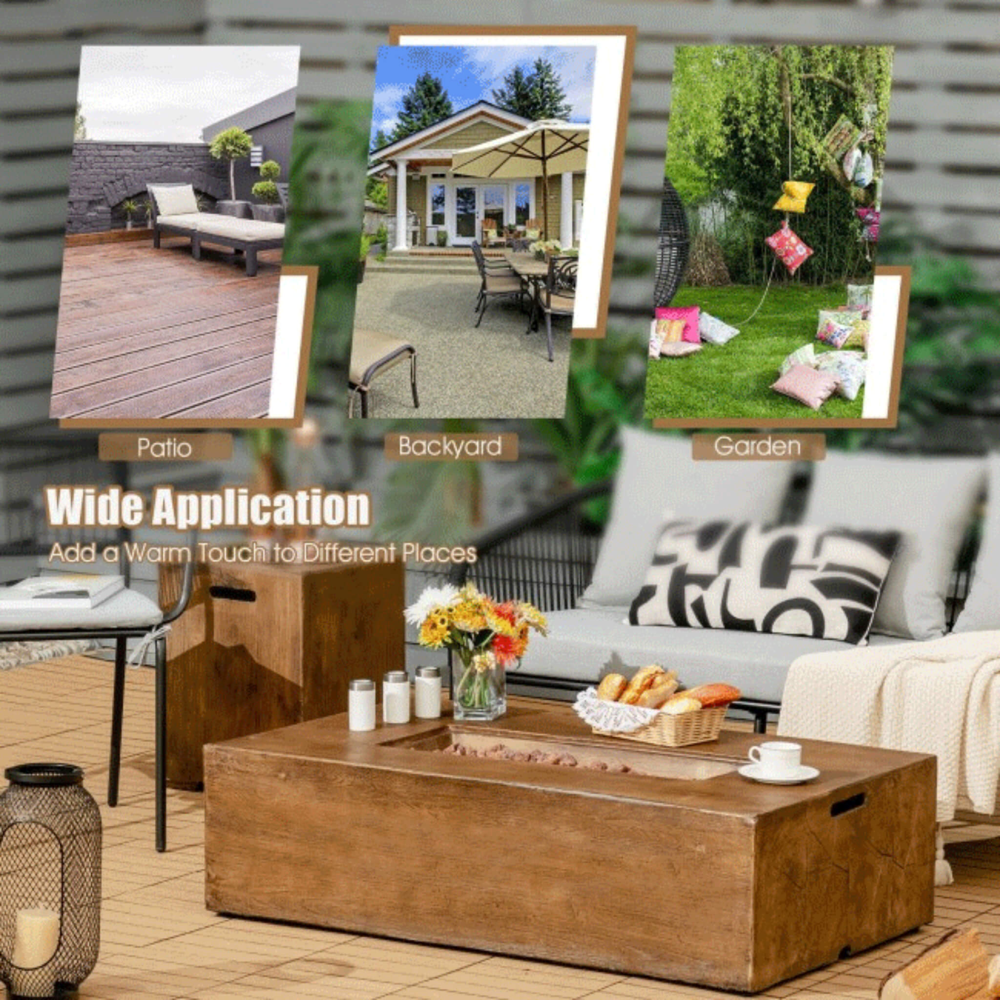 Alora Outdoor Propane Gas Fire Pit Table W/ Lava Rocks & Cover, 50K BTU (SAK94436) – SAKSBY WHOLESALE, view 4