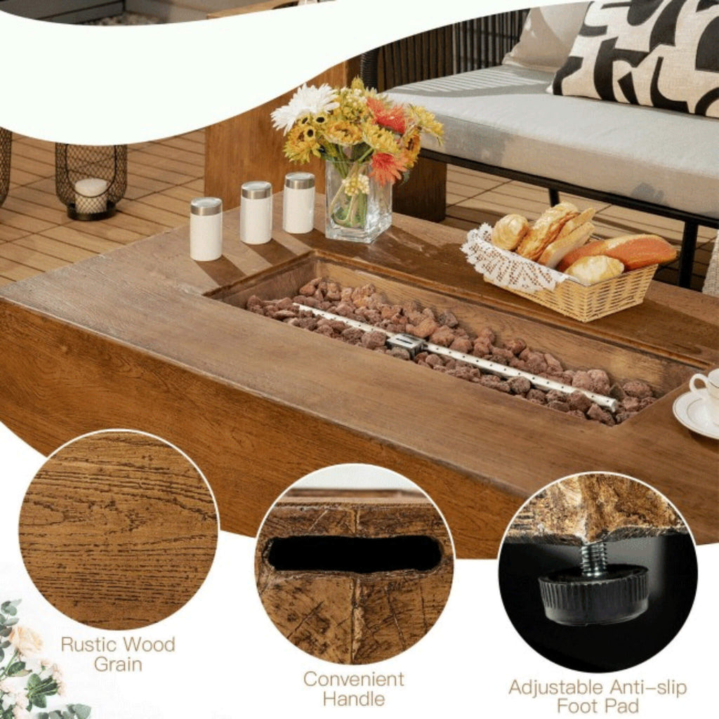 Alora Outdoor Propane Gas Fire Pit Table W/ Lava Rocks & Cover, 50K BTU (SAK94436) – SAKSBY WHOLESALE, view 9