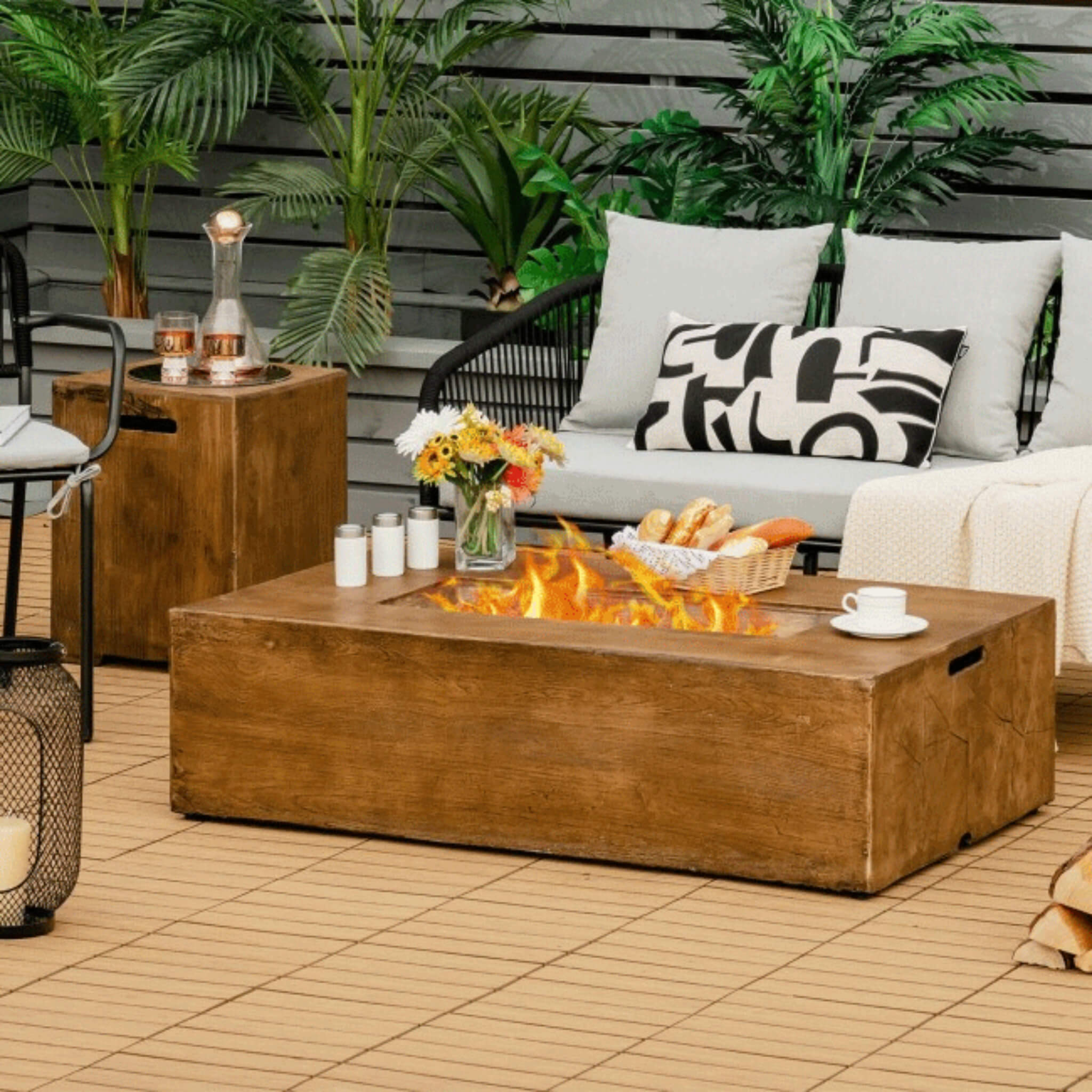 Alora Outdoor Propane Gas Fire Pit Table W/ Lava Rocks & Cover, 50K BTU (SAK94436) – SAKSBY WHOLESALE, view 8