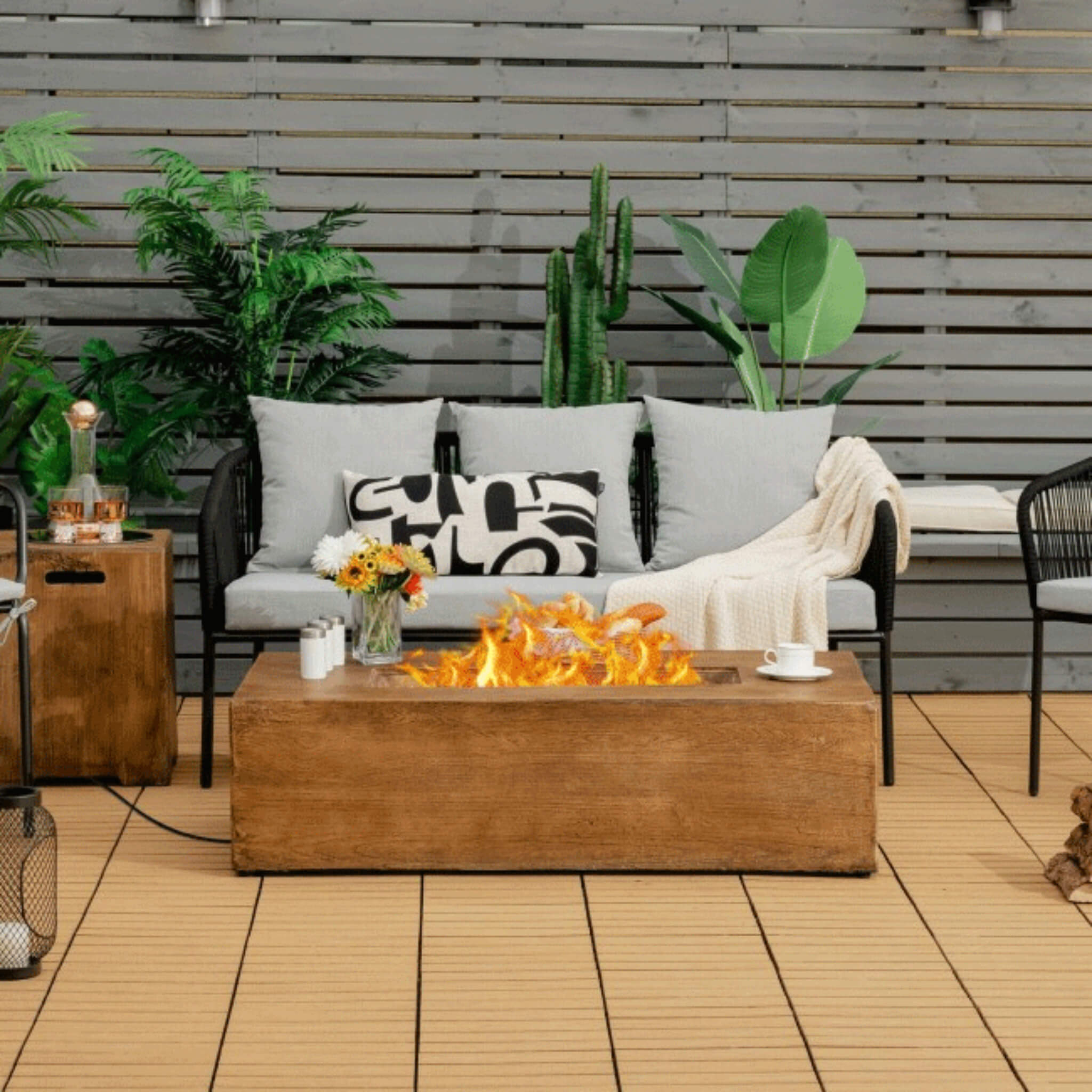 Alora Outdoor Propane Gas Fire Pit Table W/ Lava Rocks & Cover, 50K BTU (SAK94436) – SAKSBY WHOLESALE