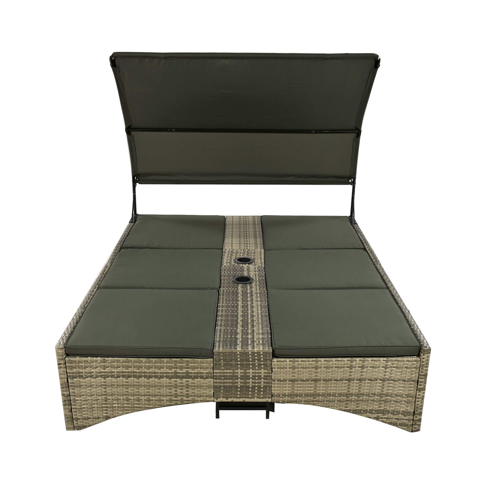 Alora Outdoor Rattan Patio Daybed With Adjustable Backrest, Canopy Roof, Storage Box And Cup Holders (SAK54220) – SAKSBY WHOL