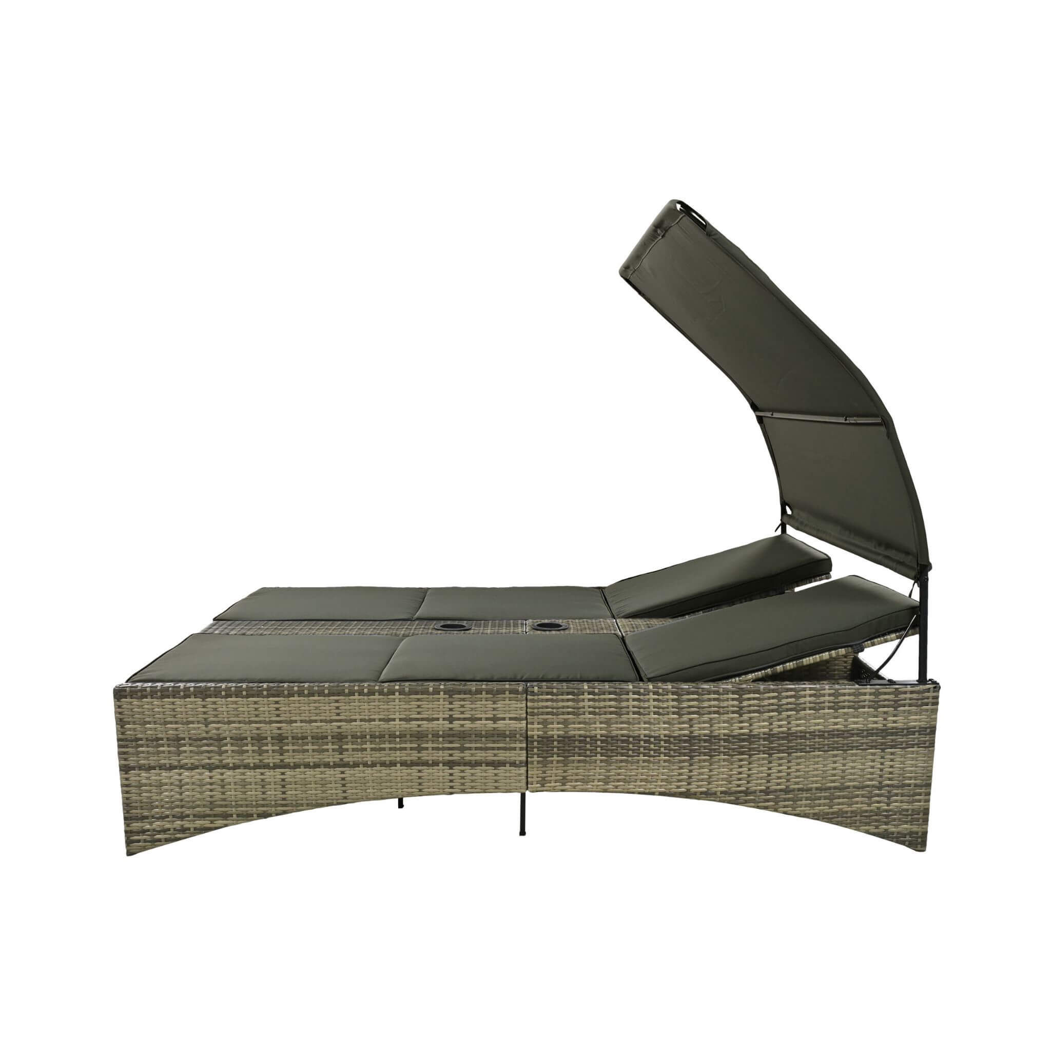 Alora Outdoor Rattan Patio Daybed With Adjustable Backrest, Canopy Roof, Storage Box And Cup Holders (SAK54220) – SAKSBY WHOL