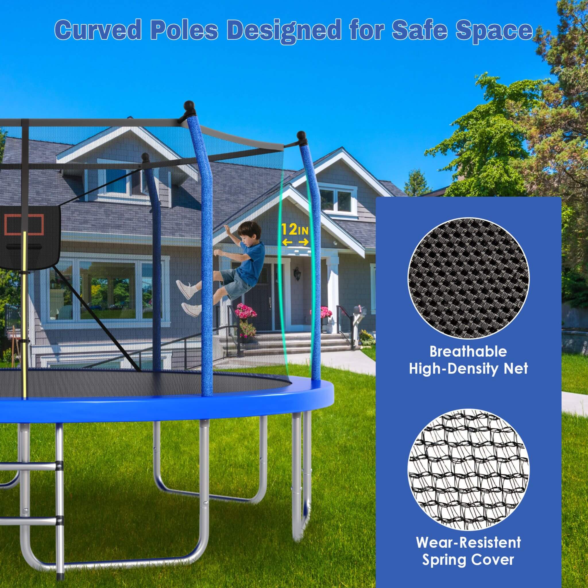 Outdoor Trampoline With LED Lights And Basketball Hoop (SAK69305) – SAKSBY WHOLESALE, view 7