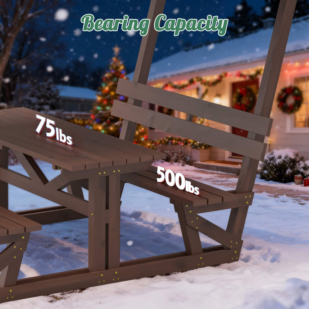Alora Outdoor Waterproof Wood Picnic Table And Bench Set With Removable Canopy (SAK87135) – SAKSBY WHOLESALE, view 5