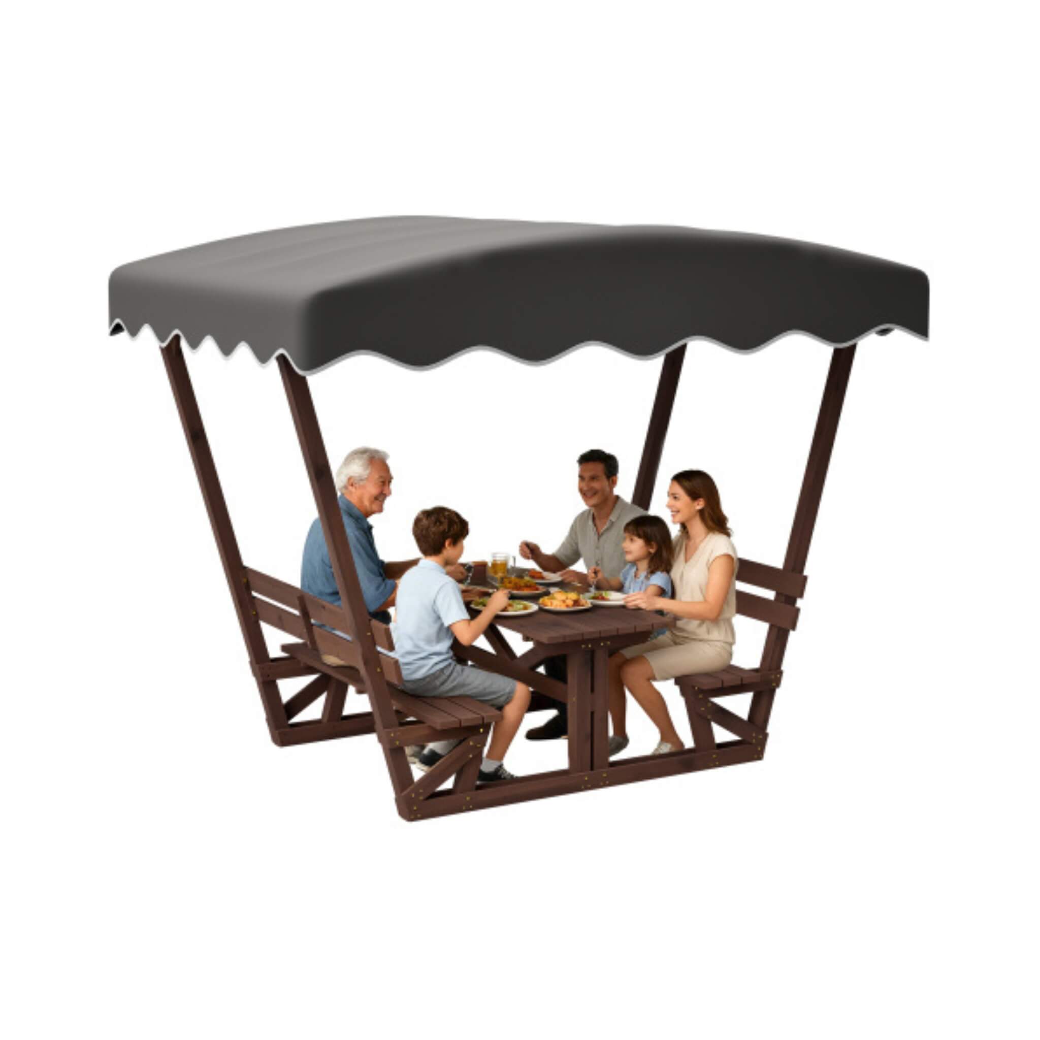 Alora Outdoor Waterproof Wood Picnic Table And Bench Set With Removable Canopy (SAK87135) – SAKSBY WHOLESALE, view 13