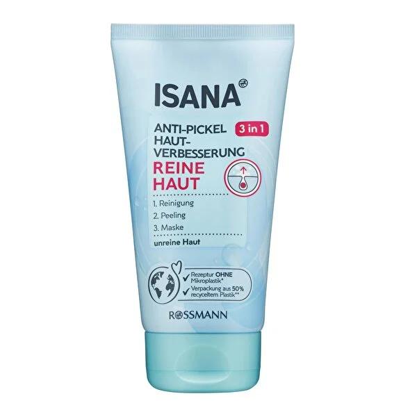 Isana 3-in-1 Facial Cleansing and Exfoliating Product - Vegan, Dermatologically Tested, pH-Balanced Skincare