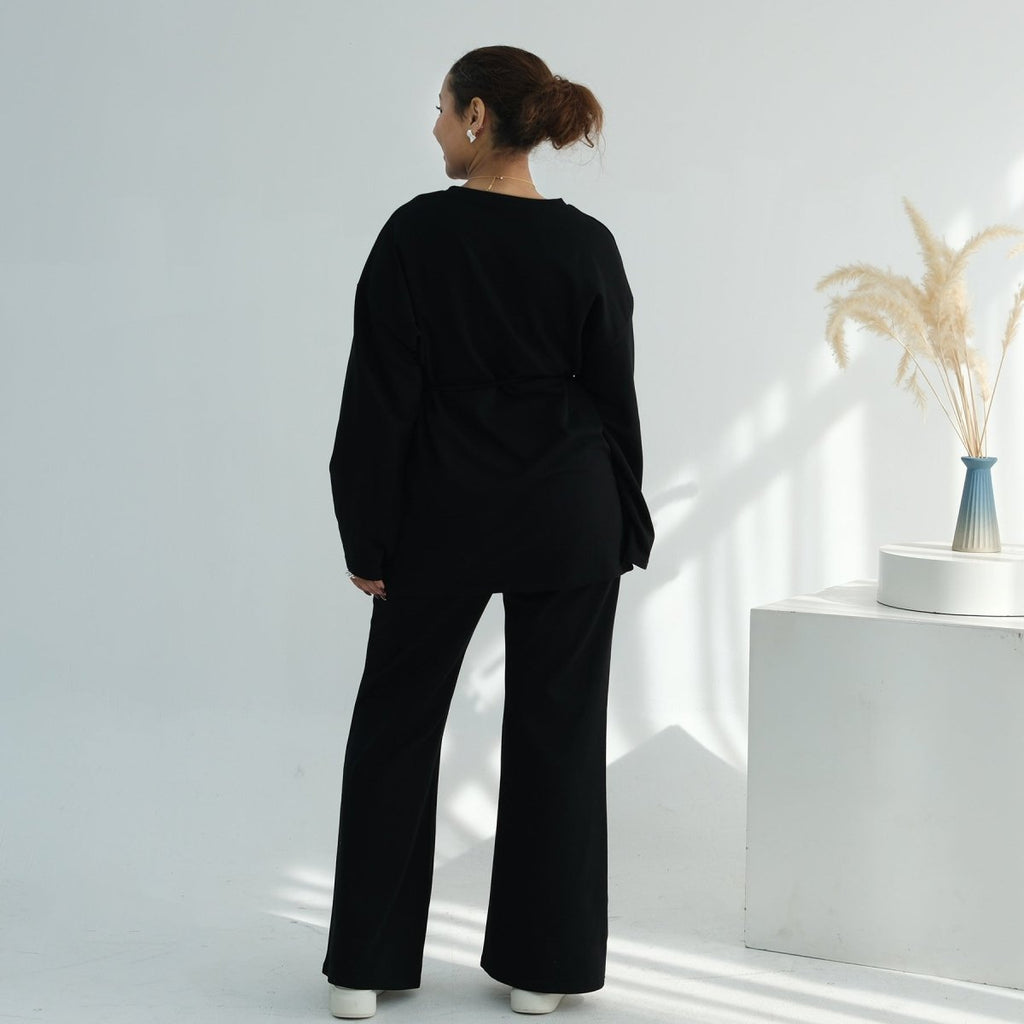 Oversized Cotton Top & Wide-Leg Pants Set(MS450)