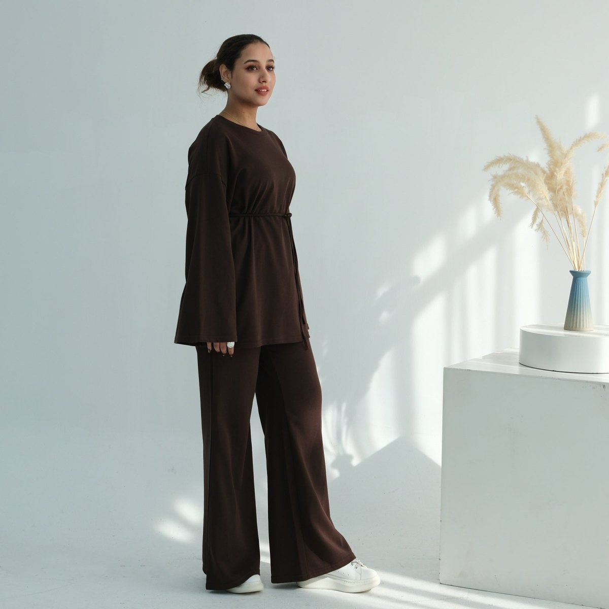 Oversized Cotton Top & Wide-Leg Pants Set(MS450)
