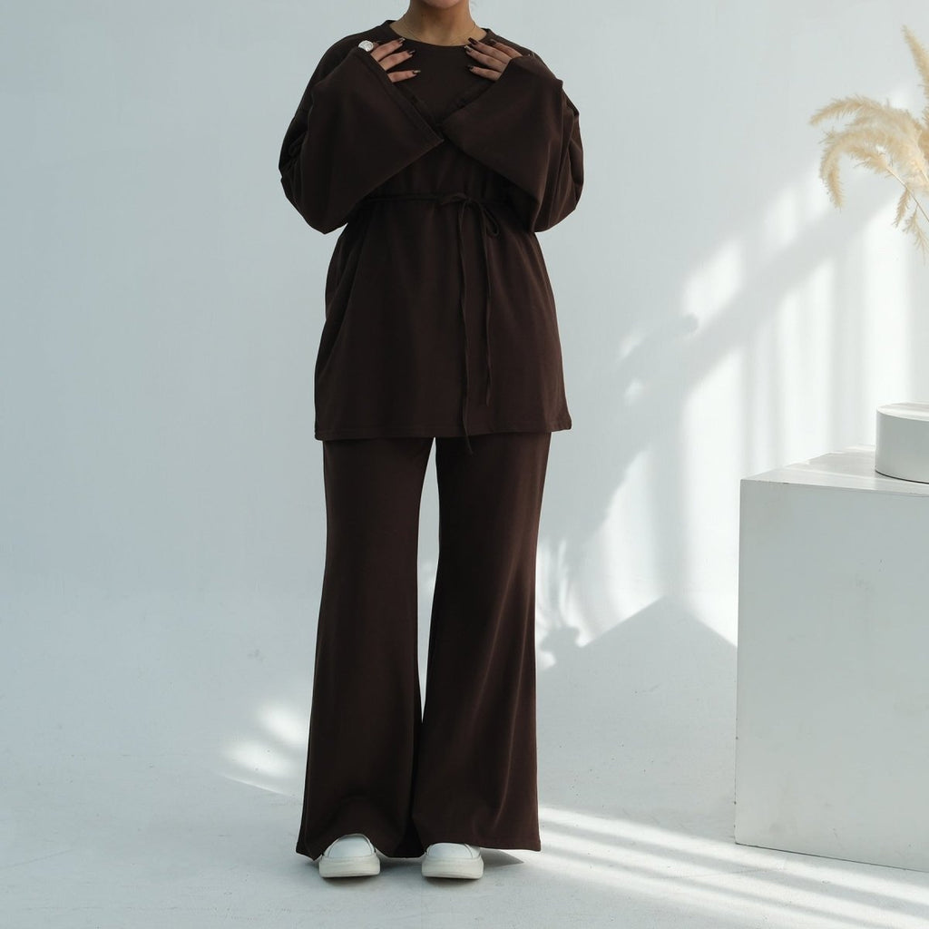 Oversized Cotton Top & Wide-Leg Pants Set(MS450)