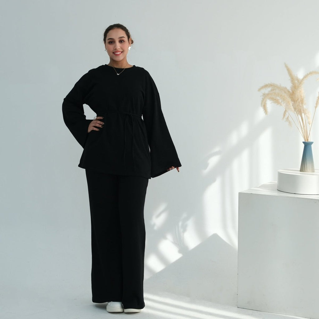 Oversized Cotton Top & Wide-Leg Pants Set(MS450)