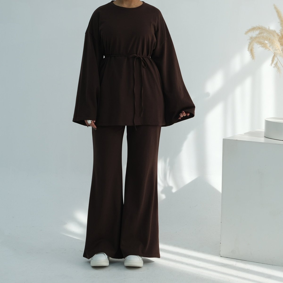Oversized Cotton Top & Wide-Leg Pants Set(MS450)