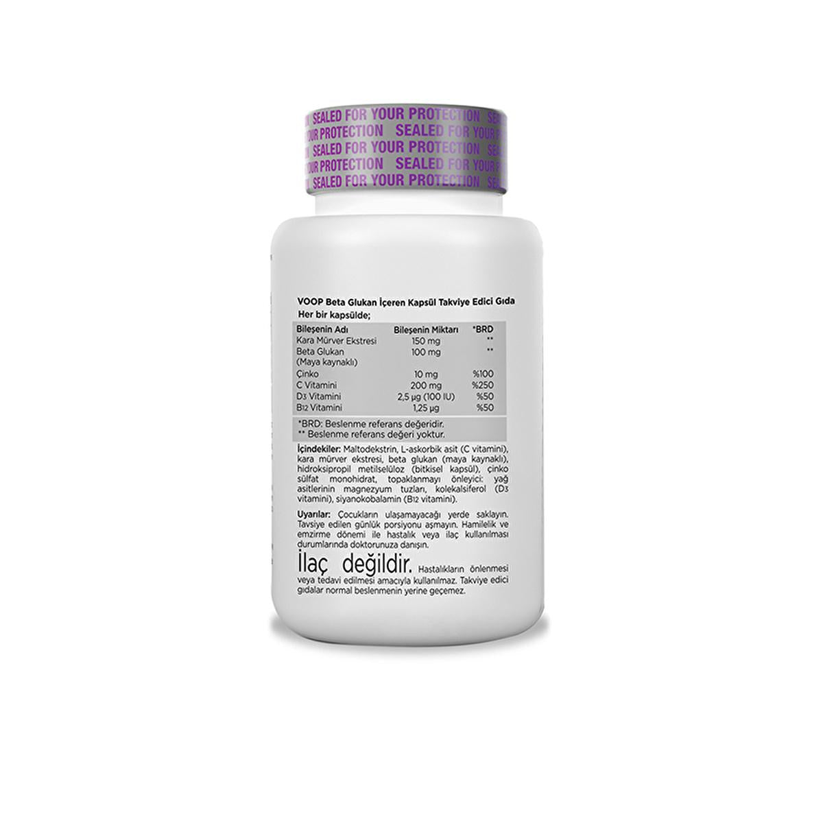 Voop Beta Glukan: Vegan Immune Support - Elderberry & Vitamin C Capsules - Gluten-Free Dietary Supplement, Powerful Immune System Booster