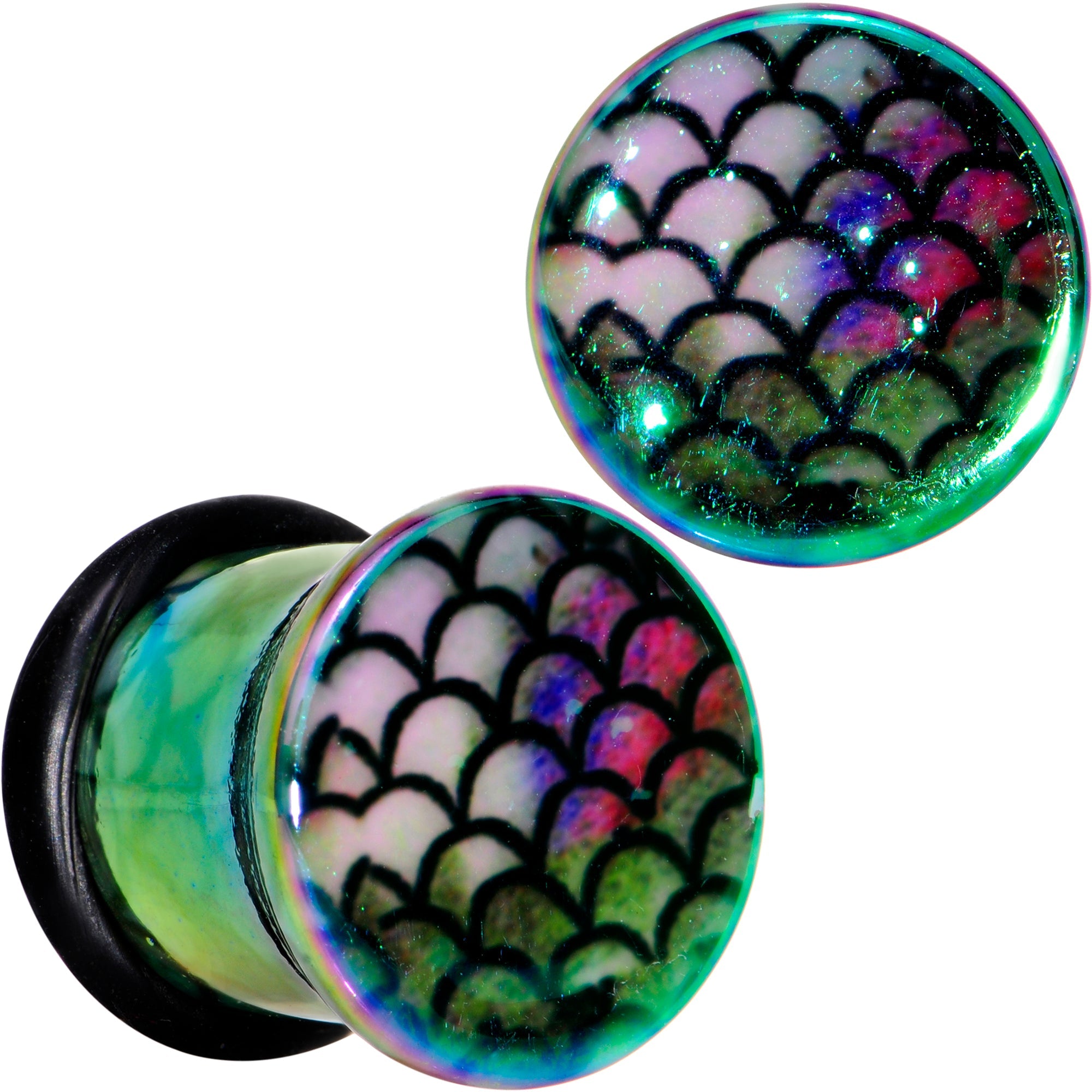BodyCandy Rainbow Acrylic Magical Mermaid Single Flare Plug Set 4mm to 12mm — alternative angle