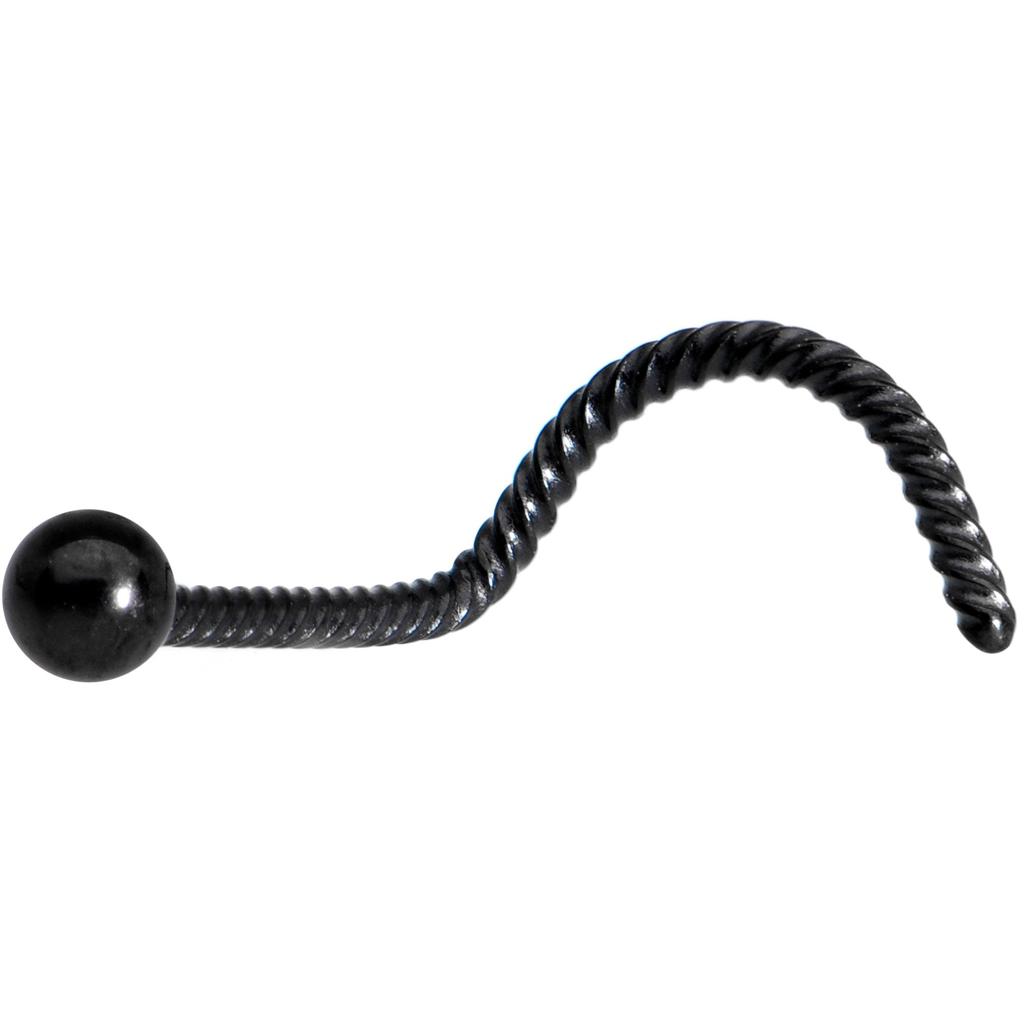 BodyCandy 2mm Ball Black IP Twisted Left Nose Screw — main product shot