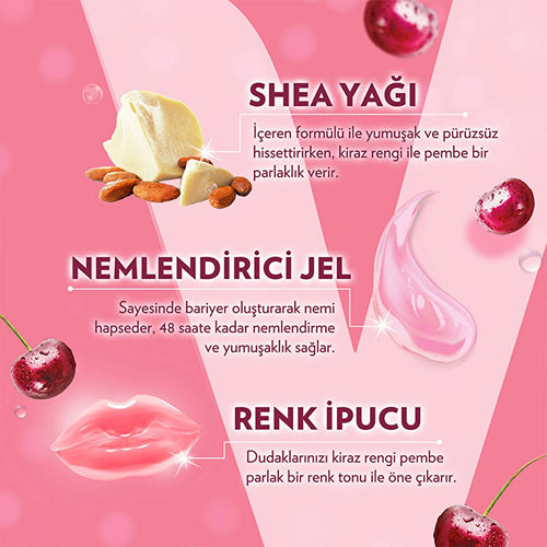 Vaseline Cherry Blush Lip Care - 48 Hour Moisturizing Lip Balm with Shea Butter for Dry, Chapped Lips