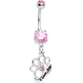 BodyCandy Pink Gem I Love You Brass Knuckles Dangle Belly Ring — main product shot