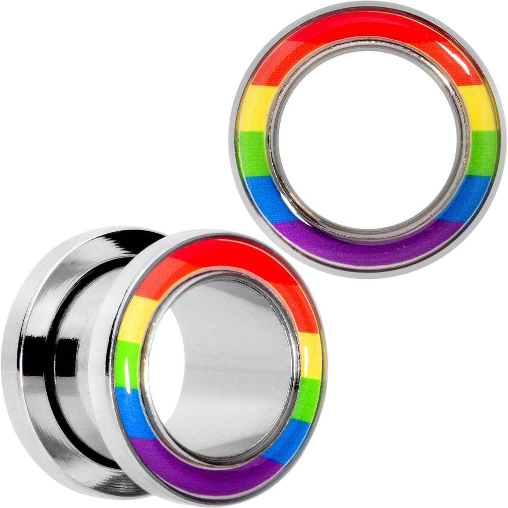 BodyCandy Rainbow Unity Pride Screw Fit Tunnel Plug Set 2G to 1" — side view