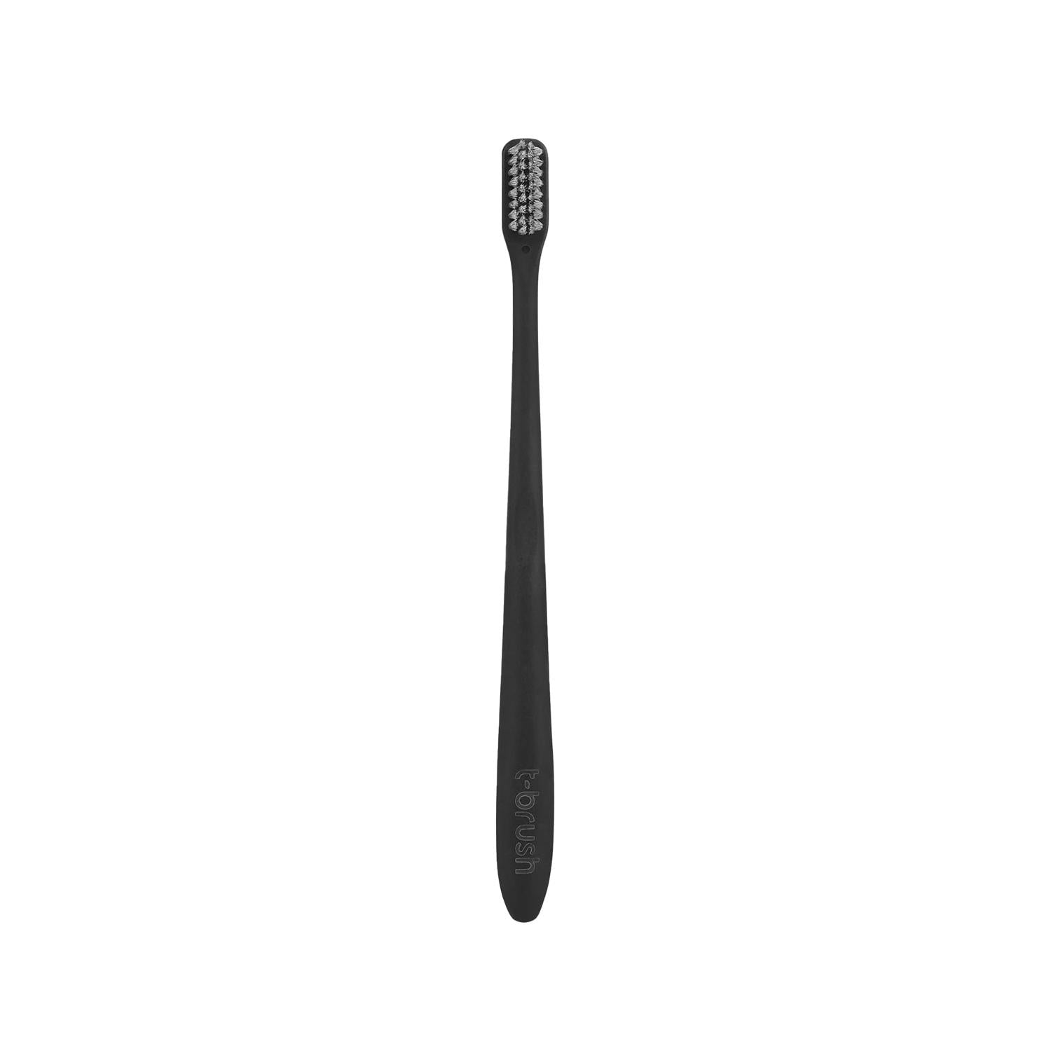 T-Brush Biodegradable Toothbrush Medium Hard Bristles Black - Eco-Friendly Oral Hygiene