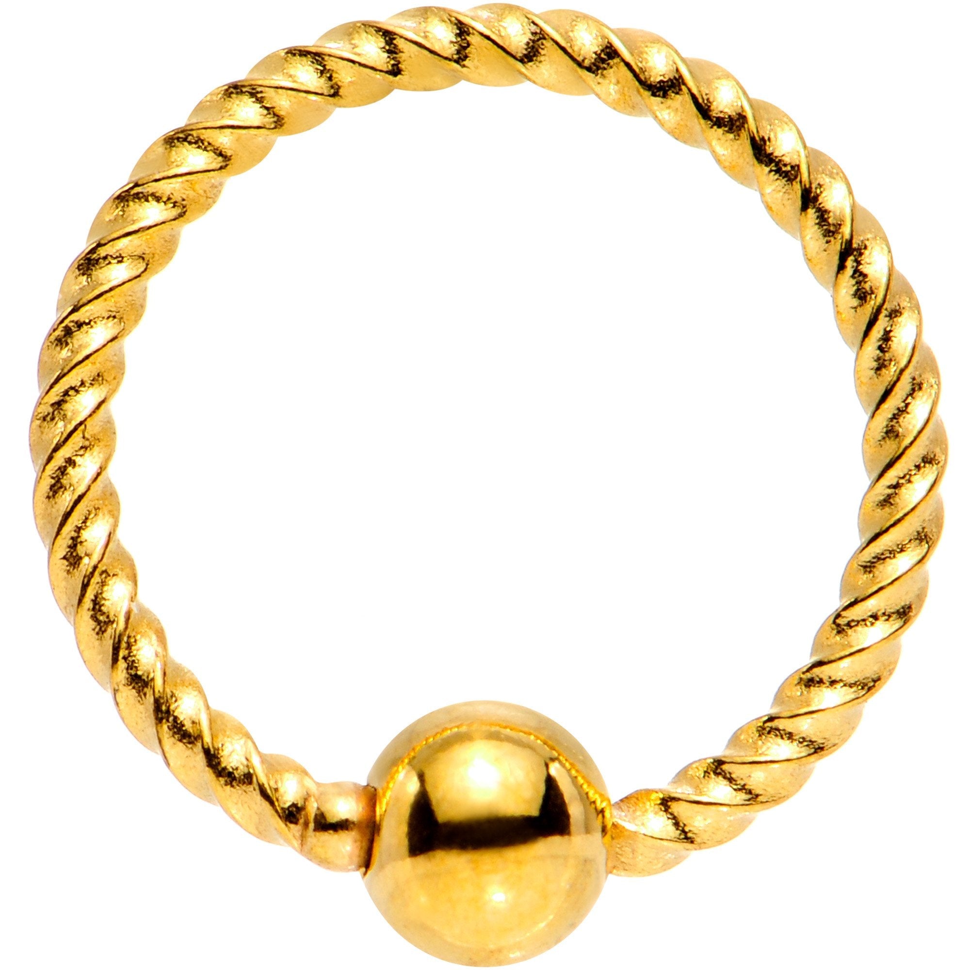BodyCandy 18G 5/16 Gold Tone Anodized So Twisted Captive Style Seamless Ring — main product shot