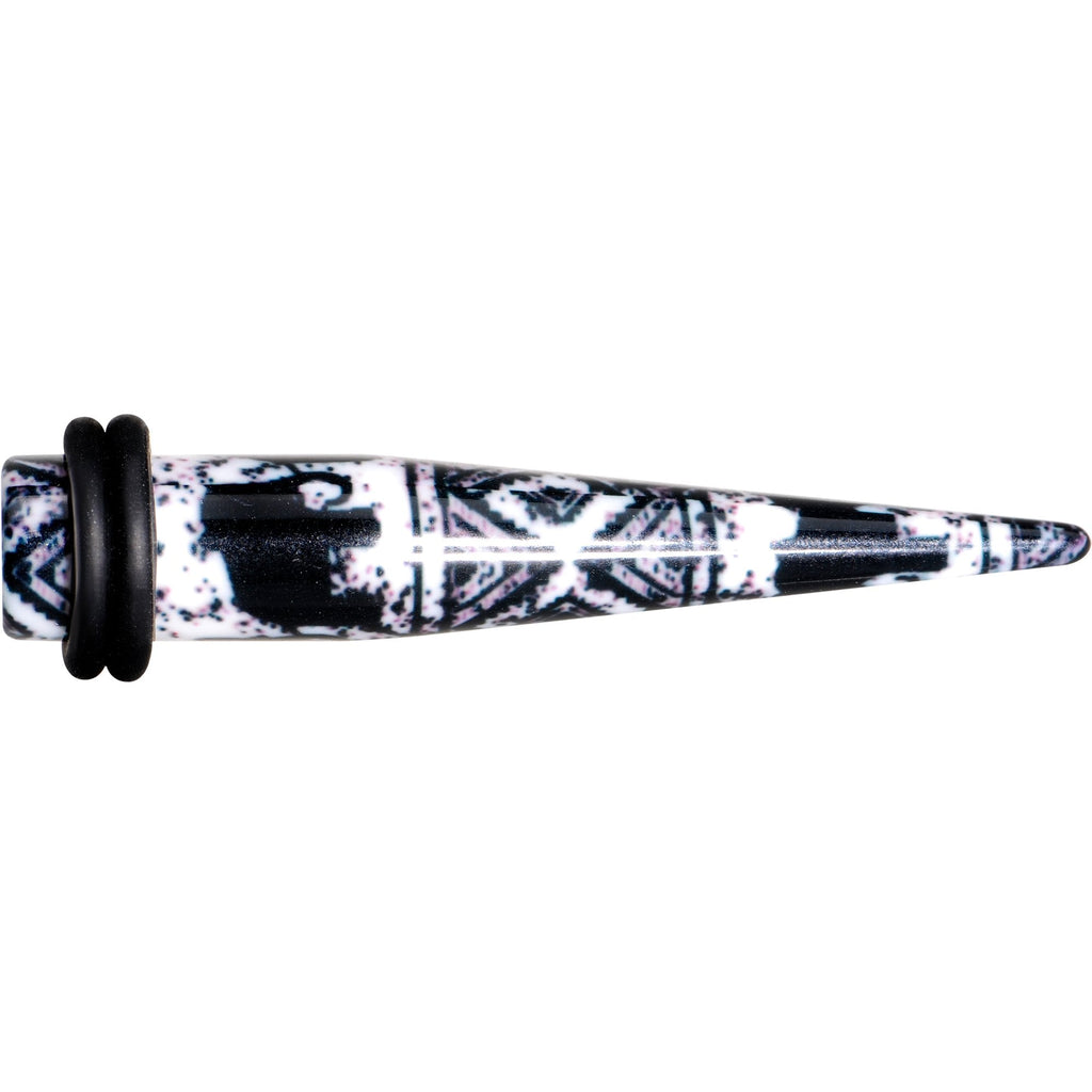 BodyCandy Black Acrylic Southwest Weave Straight Taper Set 3mm to 16mm — side view
