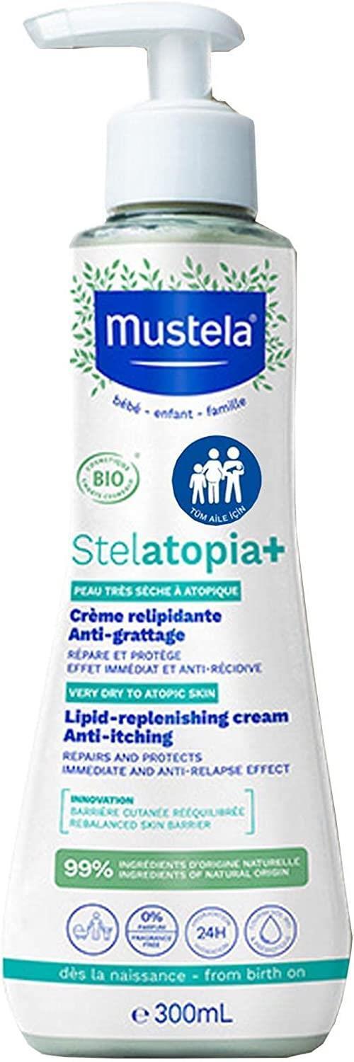 Mustela Stelatopia Lipid Replenishing Cream for Dry Skin - Natural, Vegan, and Fragrance-Free Moisturizer for Babies and Adults