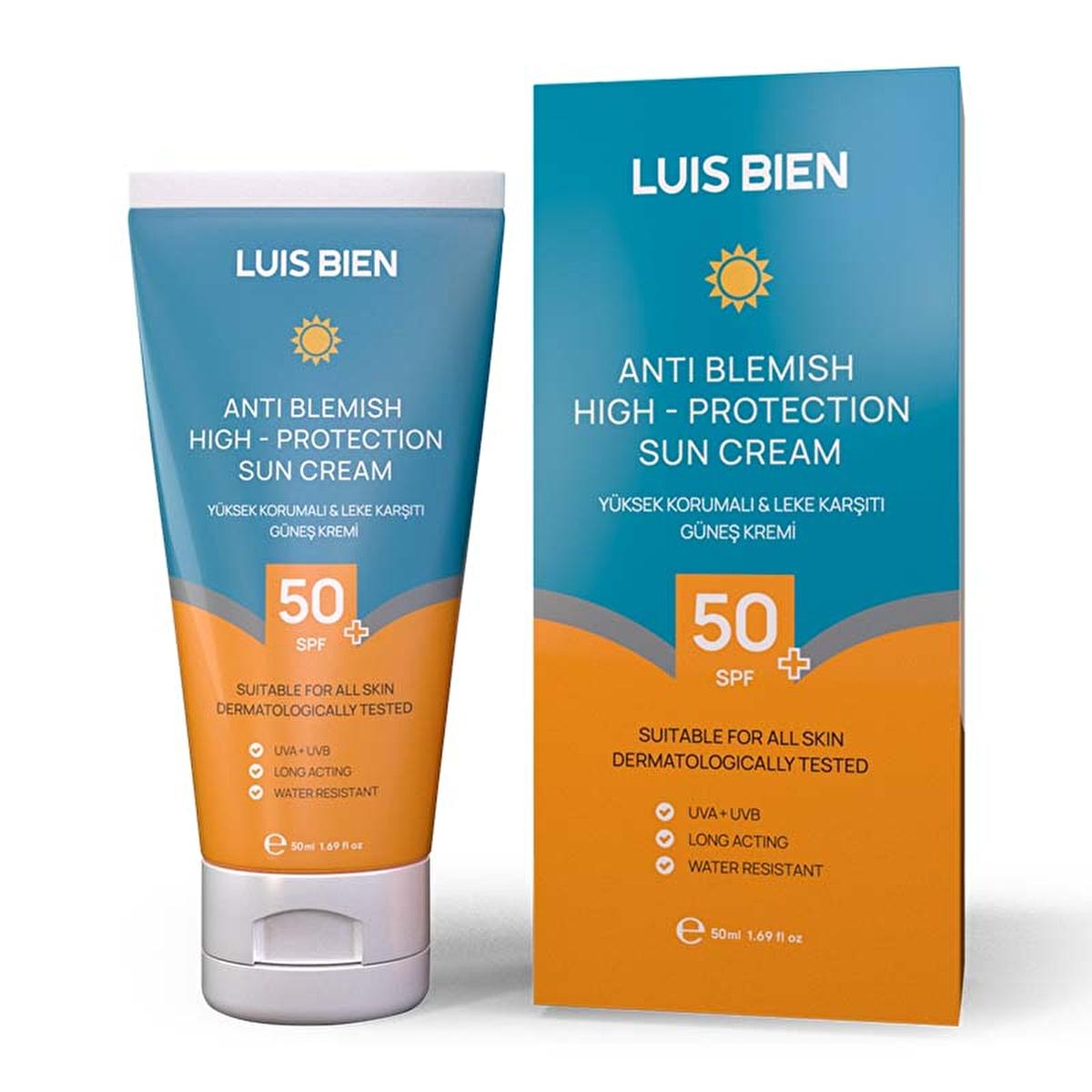 Luis Bien SPF 50+ Sunscreen: High UVA UVB Protection, Prevents Blemishes, Non-Greasy, Water Resistant - Face & Body Sun Protection Cream