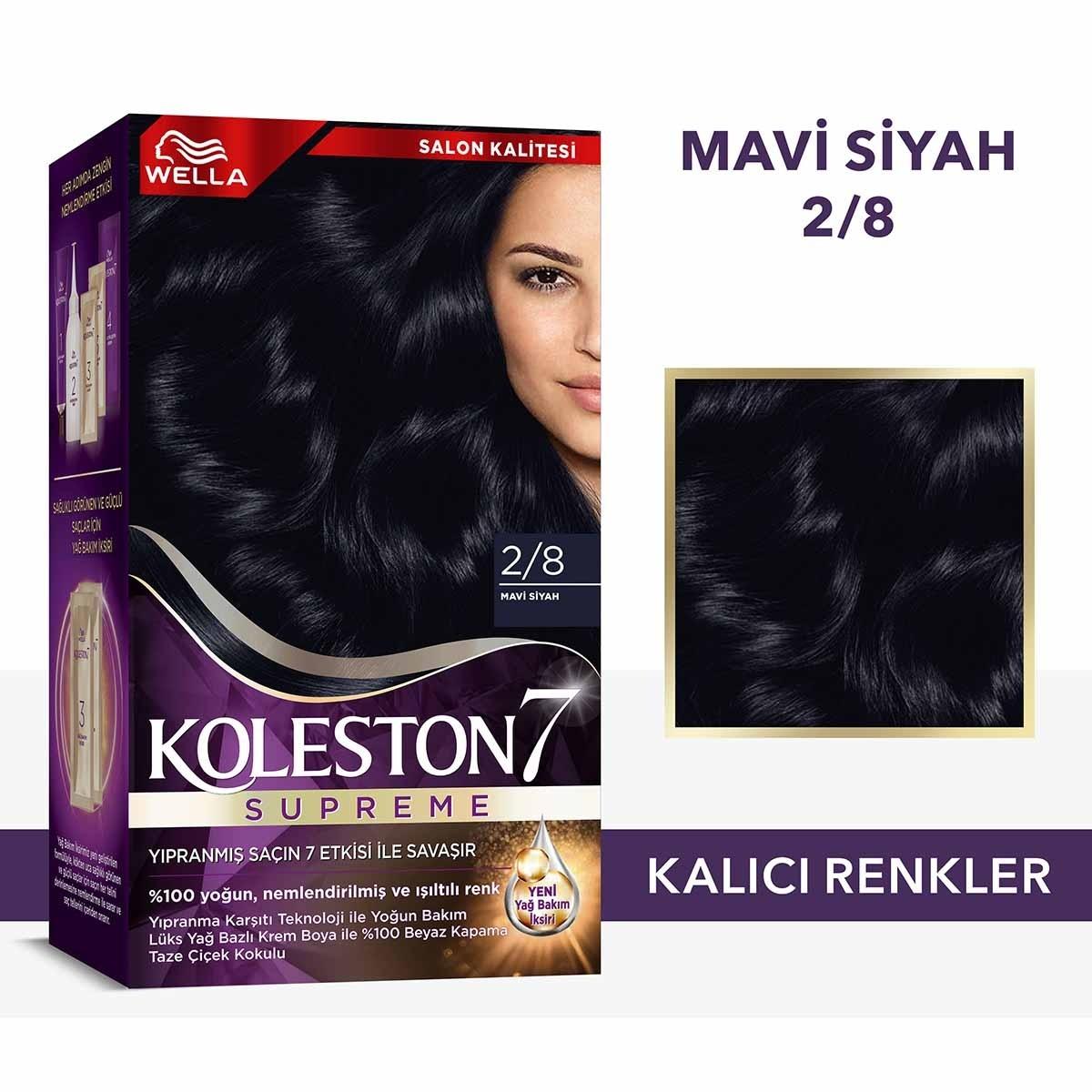 Wella Koleston Supreme Blue Black Hair Dye 2/8: Intense Color, Gray Coverage & Conditioning - At-Home Permanent Hair Color Kit