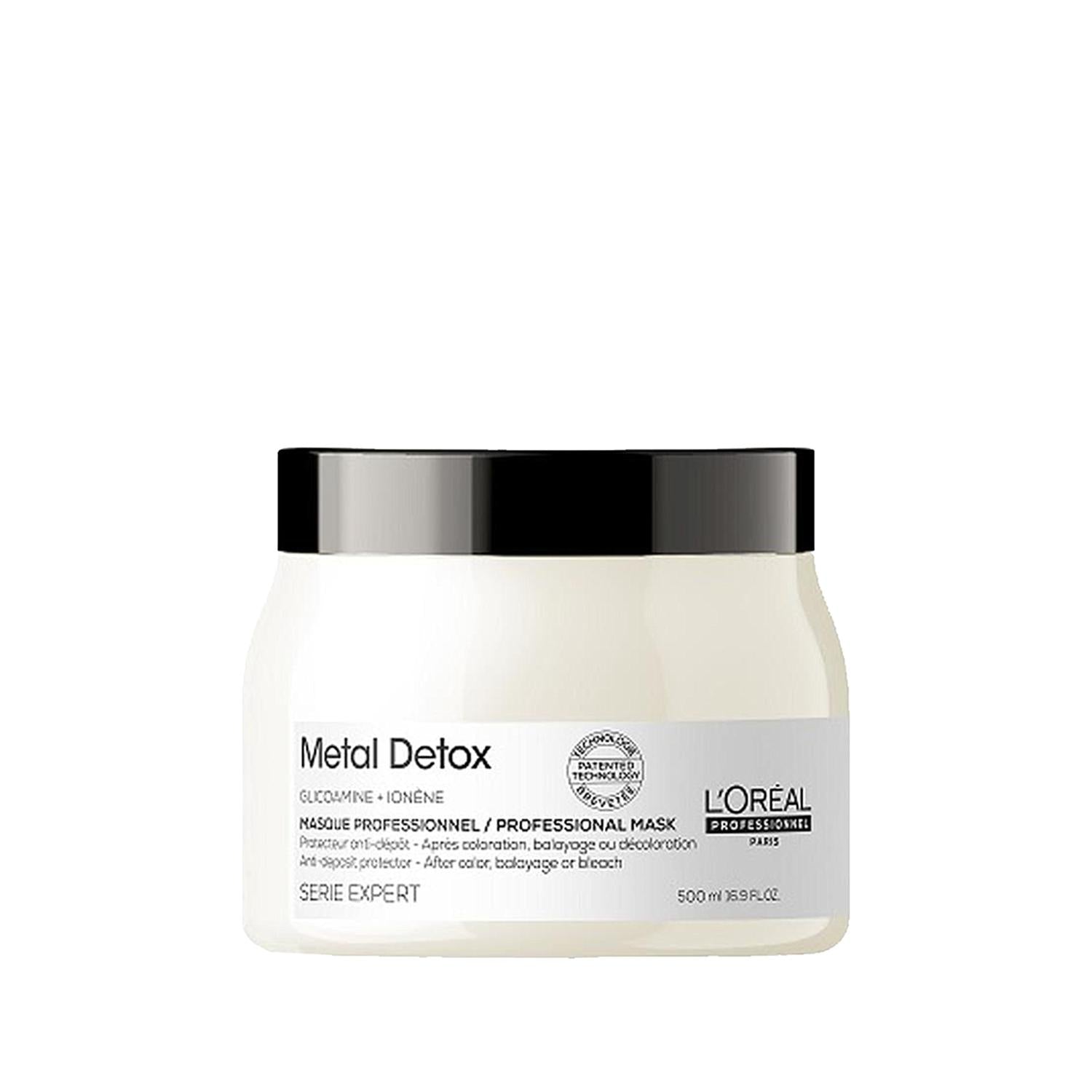 L'Oreal Professionnel Paris Serie Expert Metal Detox Hair Mask for Chemically Treated Hair, 500ml - Salon Quality, Detoxifies & Repairs