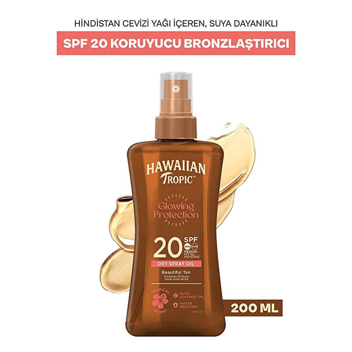 Hawaiian Tropic Glowing Protection SPF20 Sunscreen Oil: Tan & Moisturize with UVA/UVB Protection