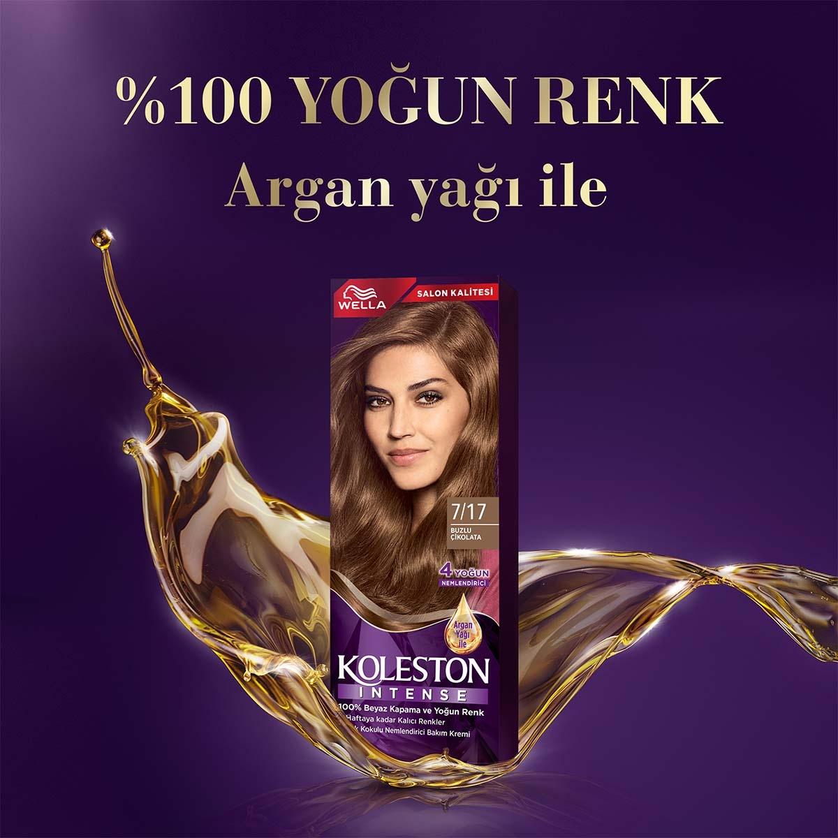 Wella Koleston Intense Icy Chocolate 7/17 Permanent Hair Dye: 100% Gray Coverage, Long Lasting Color, Argan Oil Infused for Intense Shine & Health